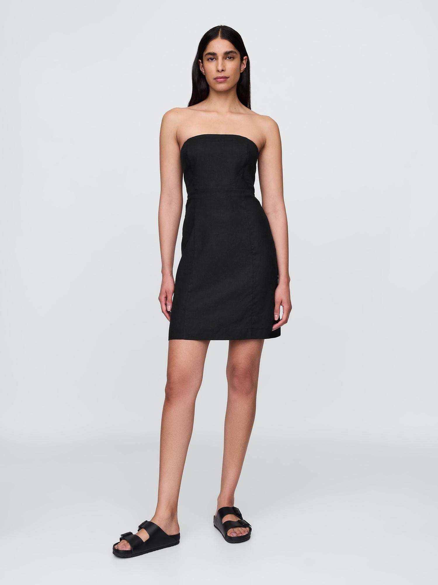 linen-blend mini dress