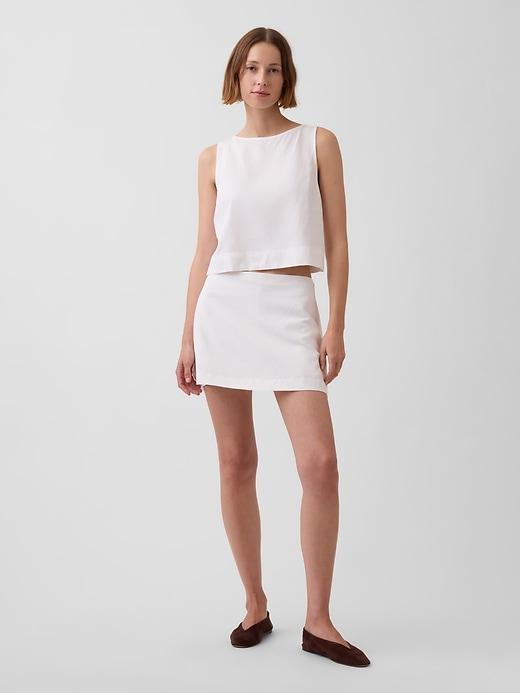 linen-blend mini skort