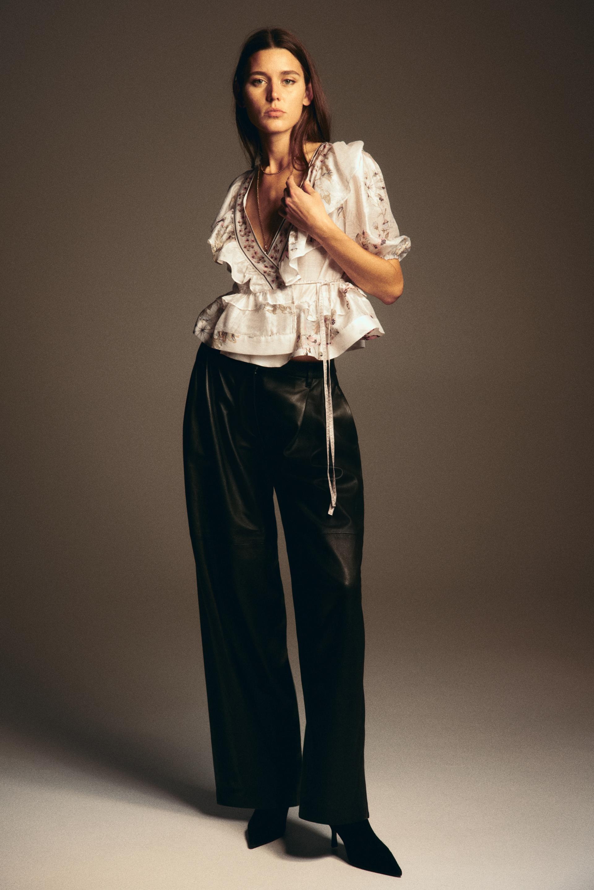 linen-blend peplum top