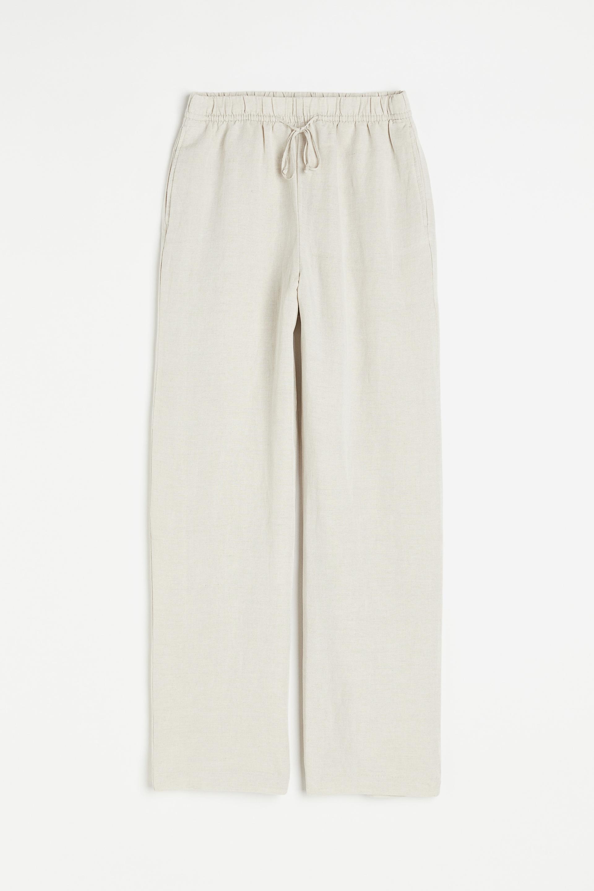 linen-blend pull-on pants