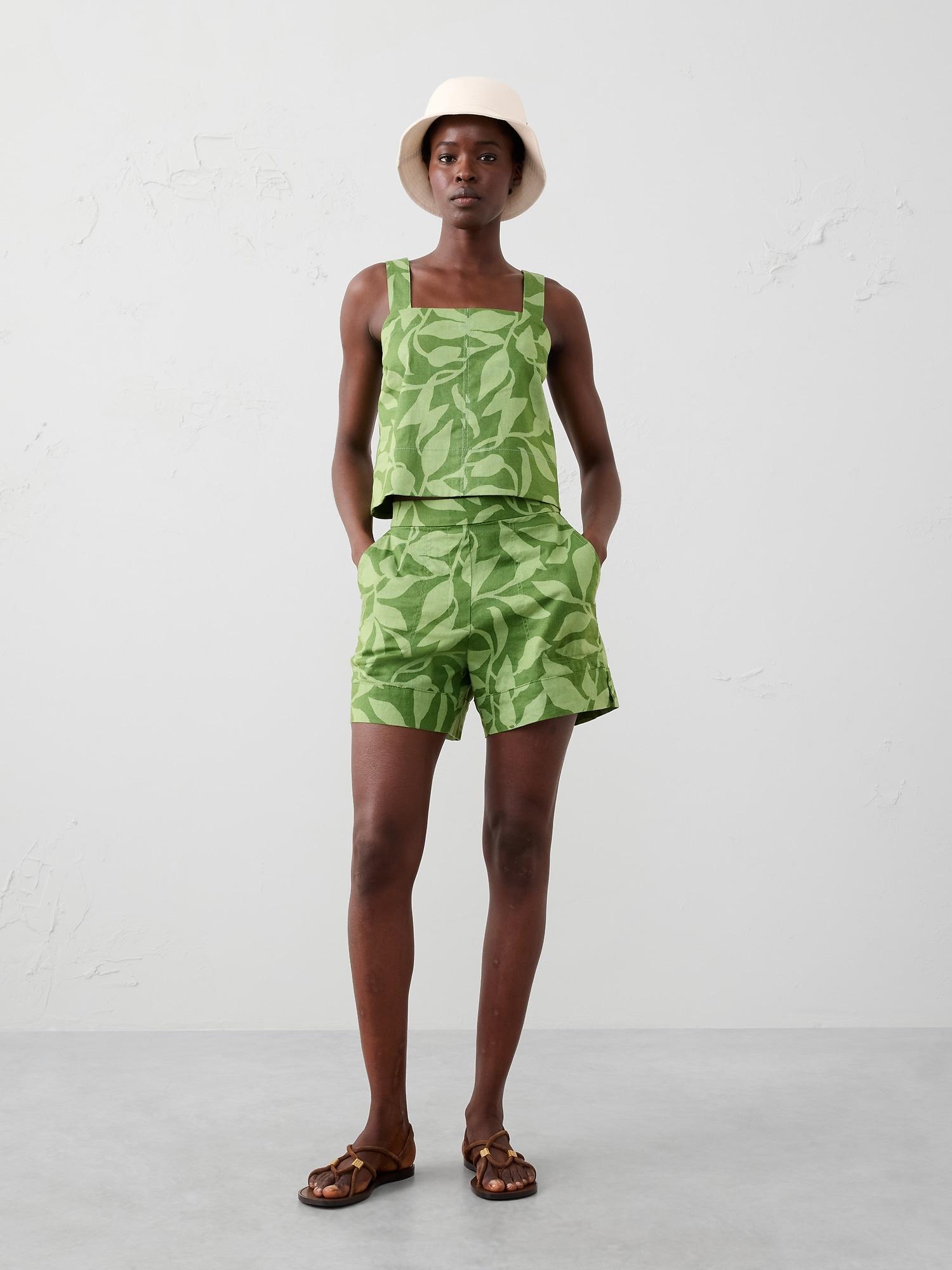 linen-blend pull-on short