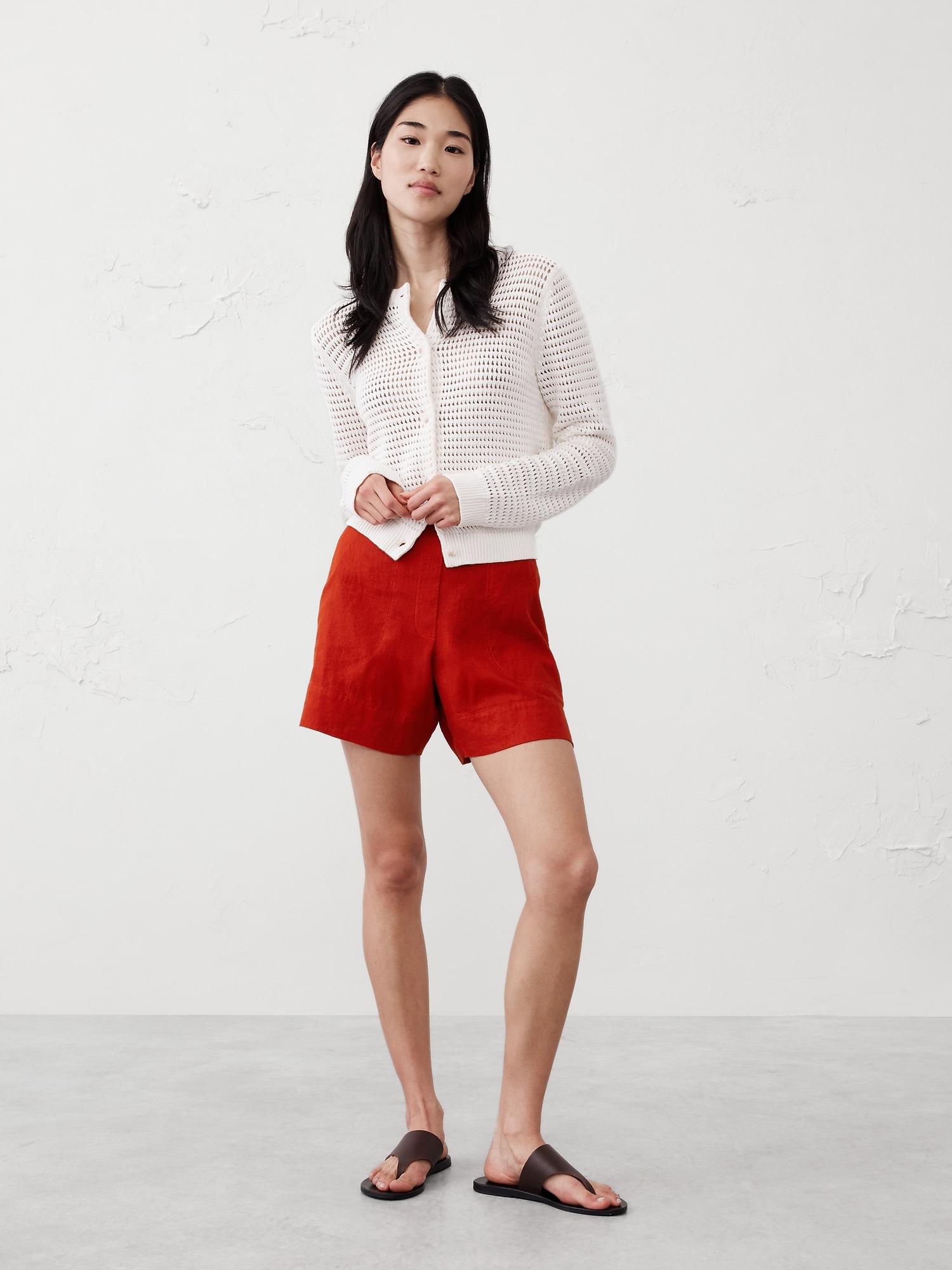 linen-blend pull-on short