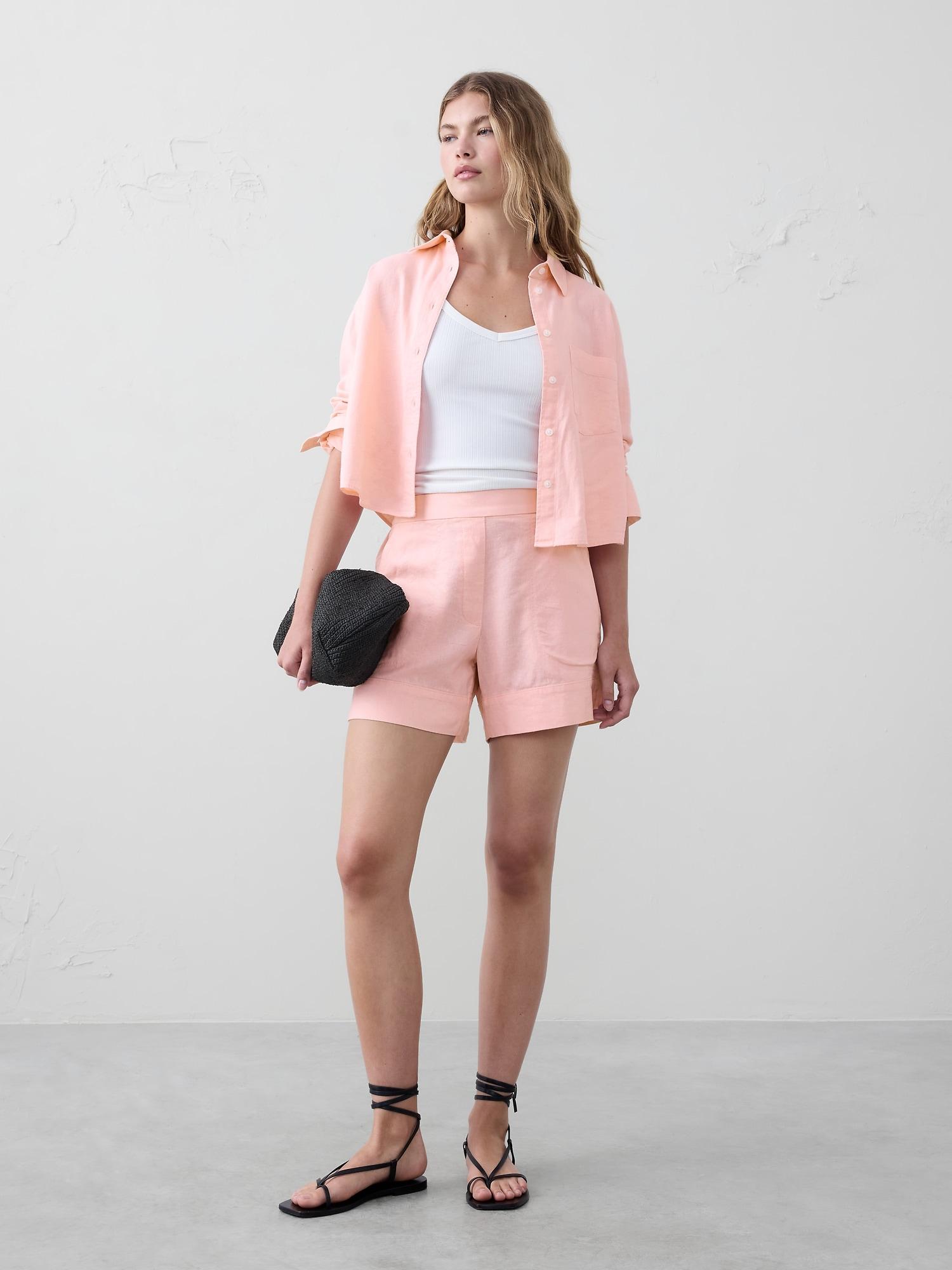 linen-blend pull-on short