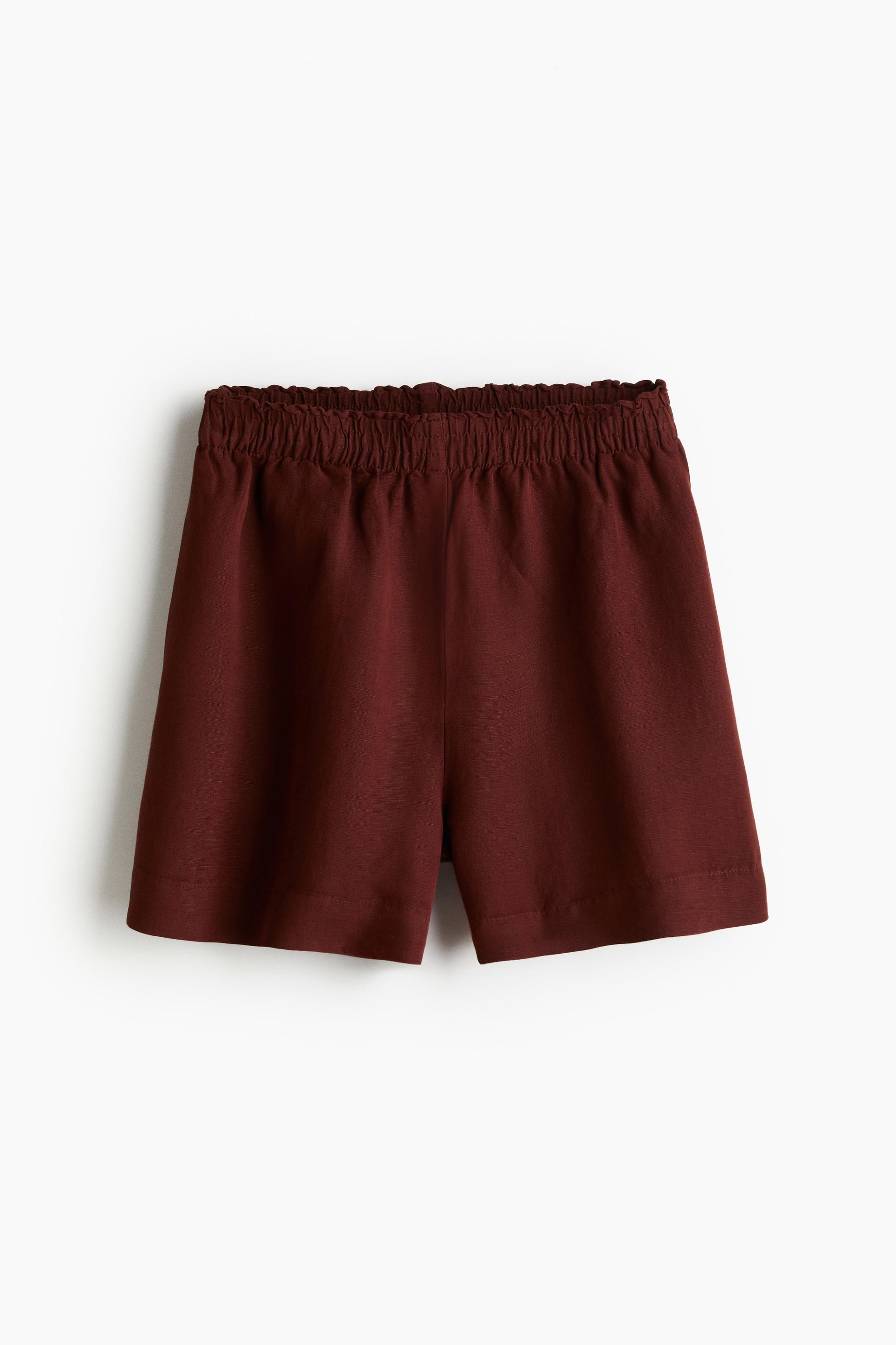 linen-blend pull-on shorts