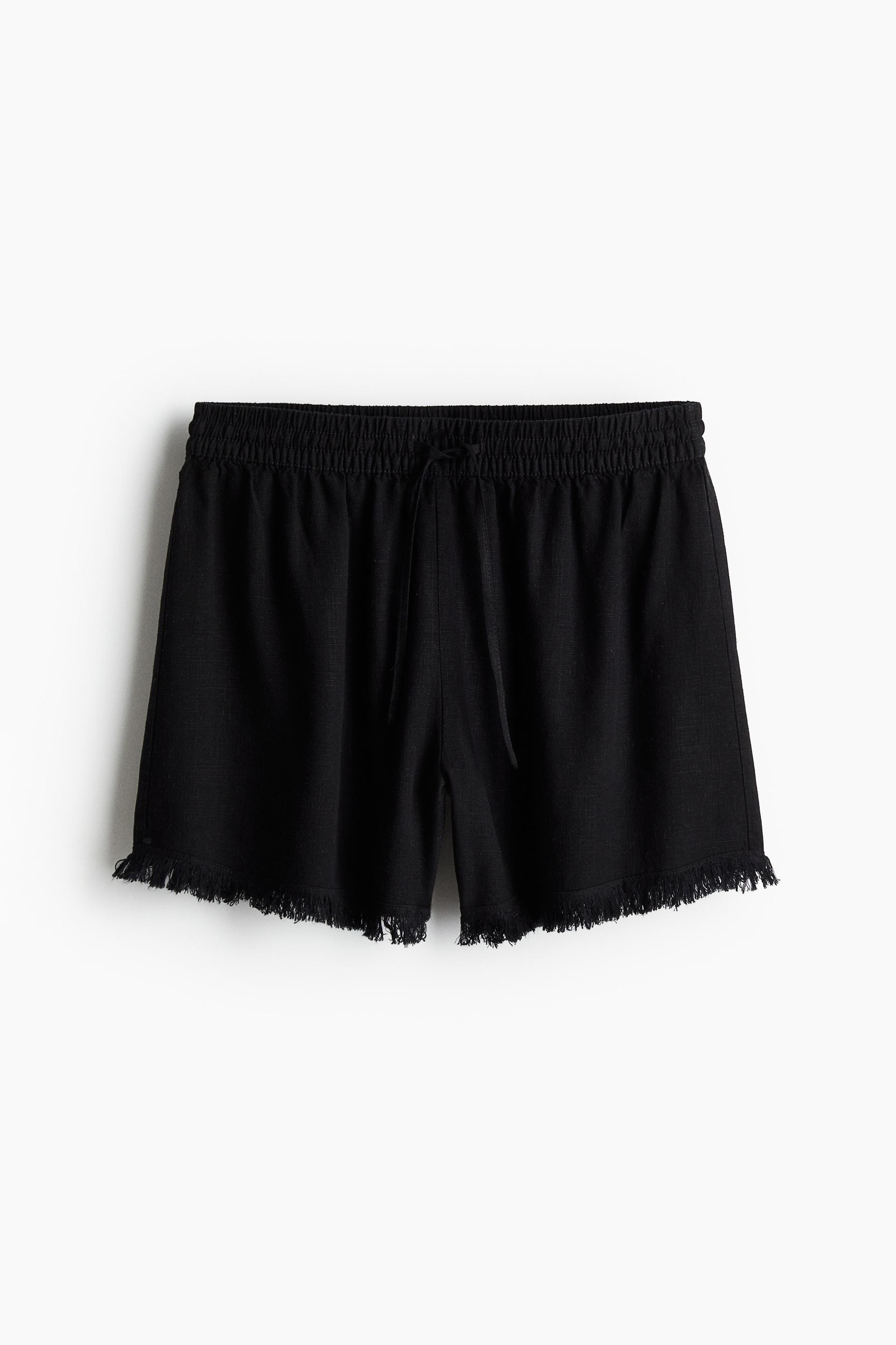 linen-blend pull-on shorts