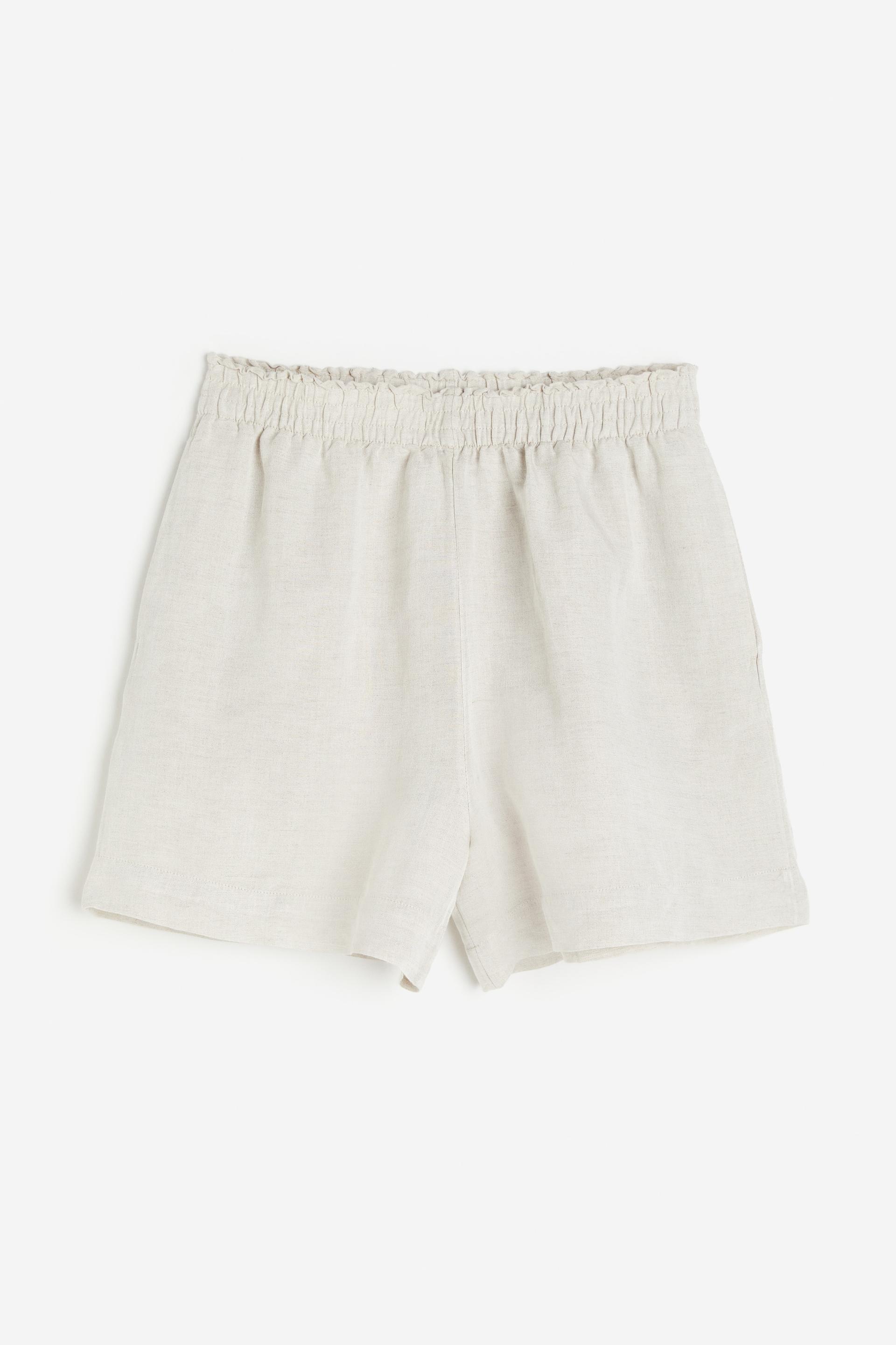 linen-blend pull-on shorts