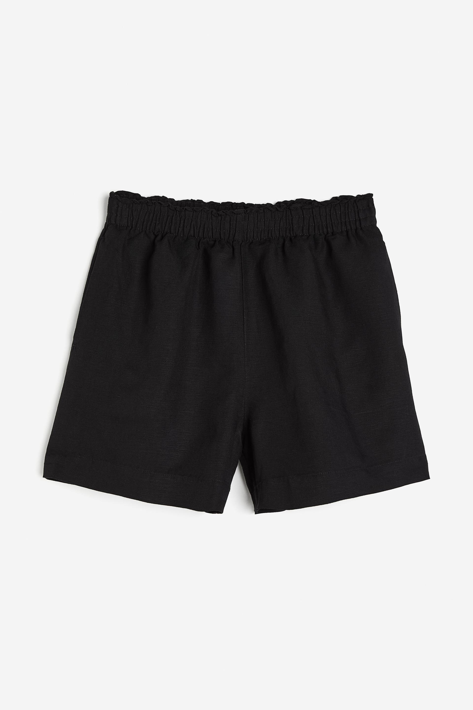 linen-blend pull-on shorts