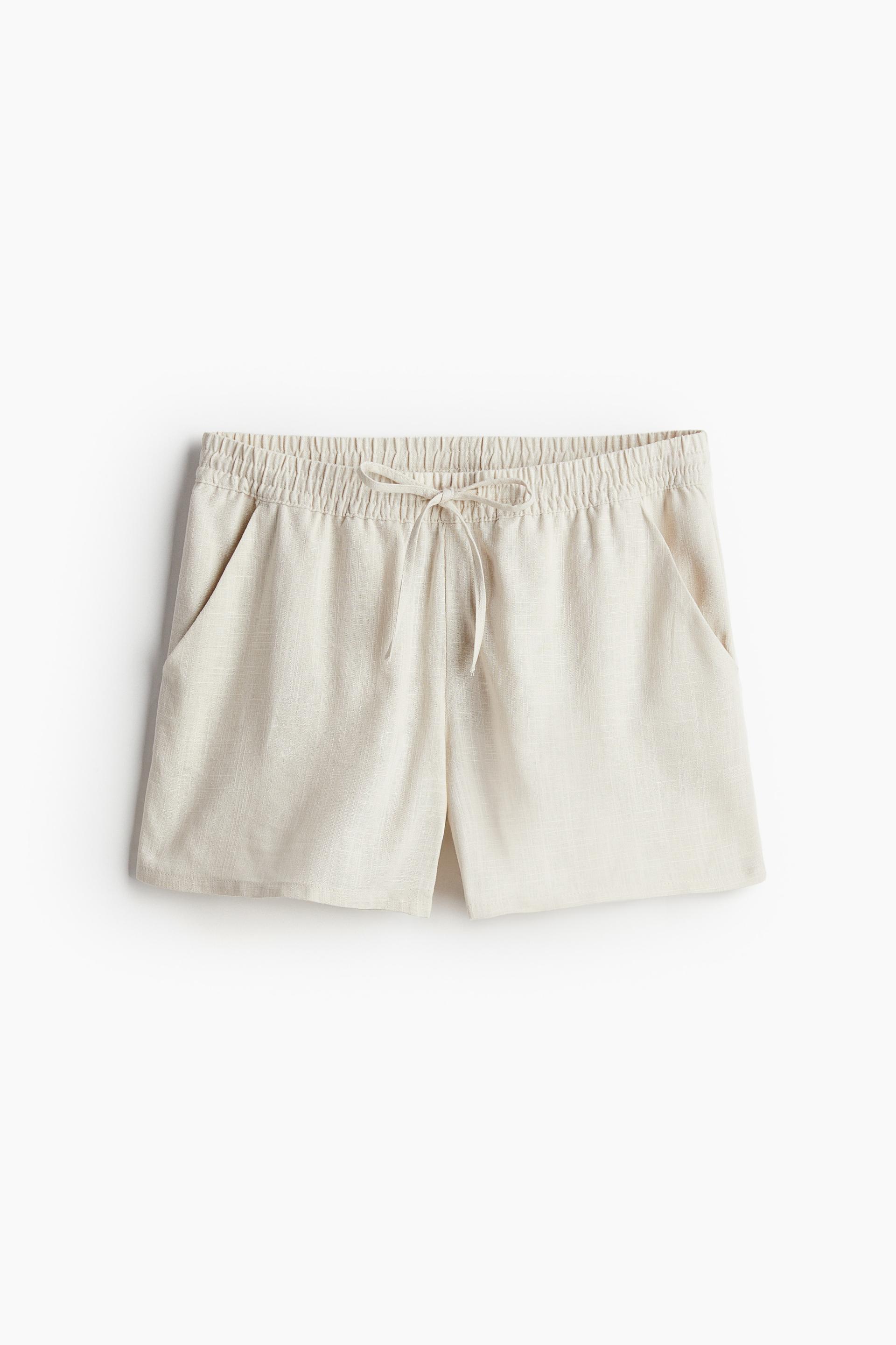 linen-blend pull-on shorts
