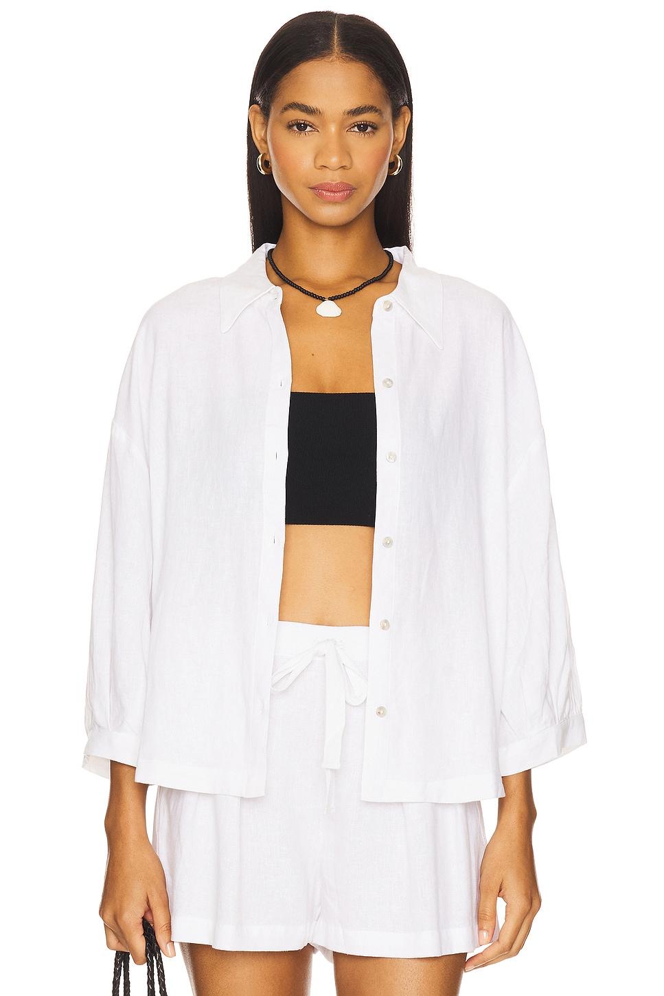 linen blend relaxed sleeve top