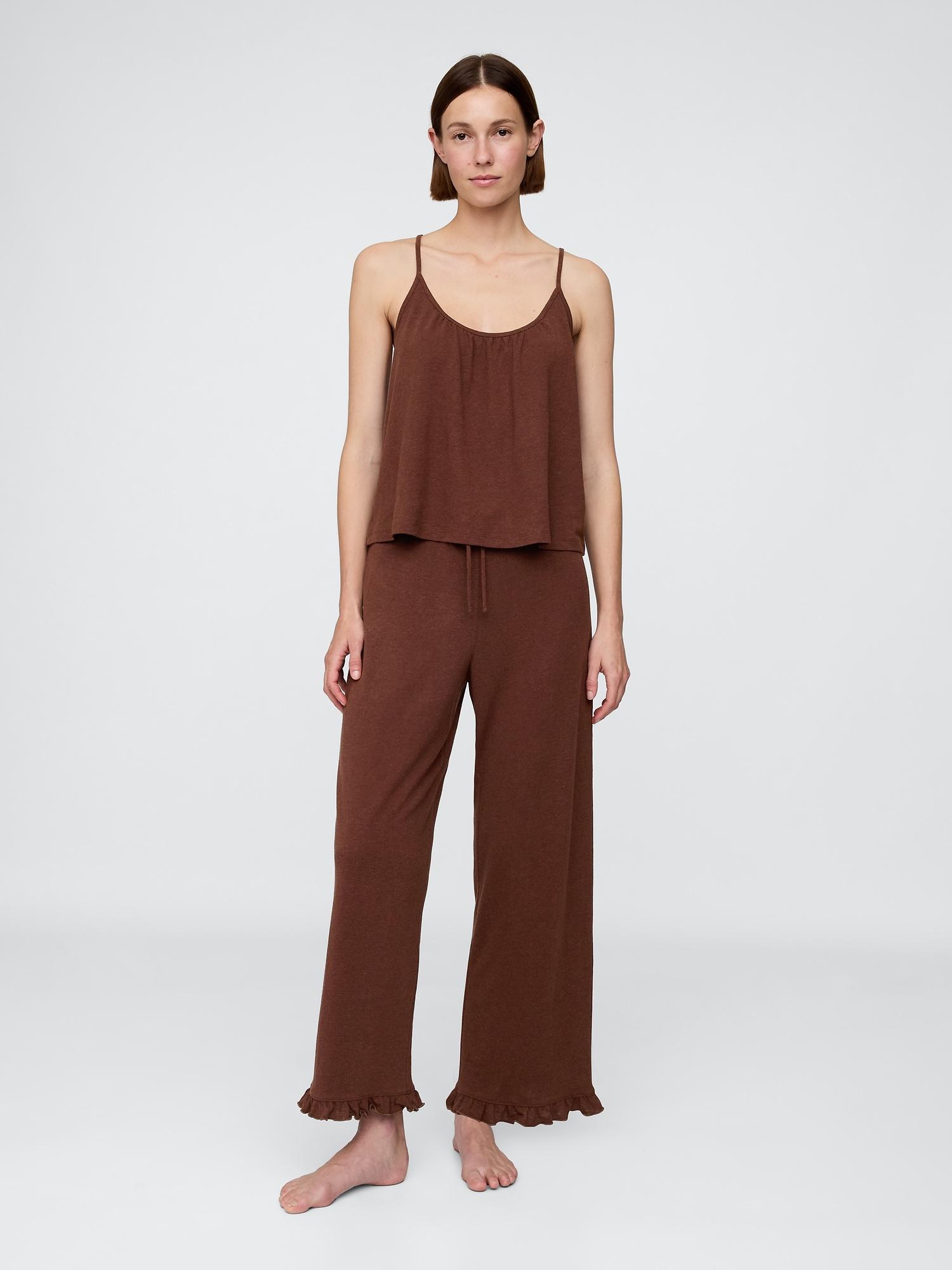 linen-blend ruffle pj pants
