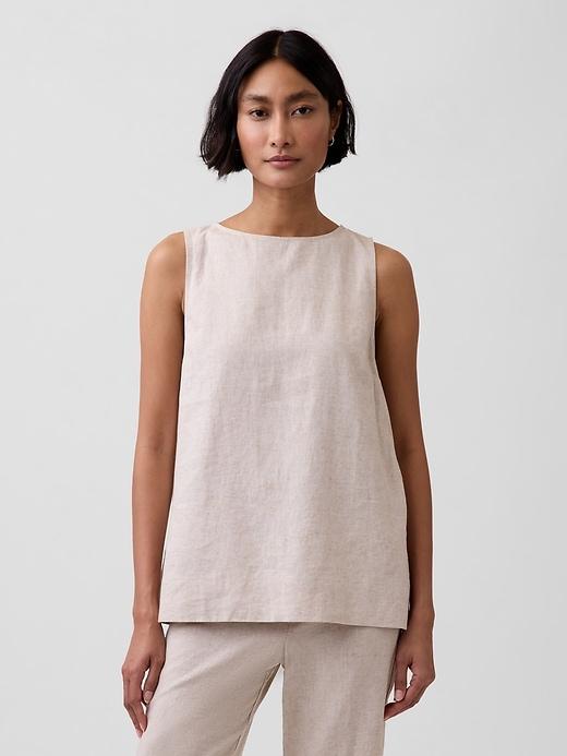 linen-blend shell tank top