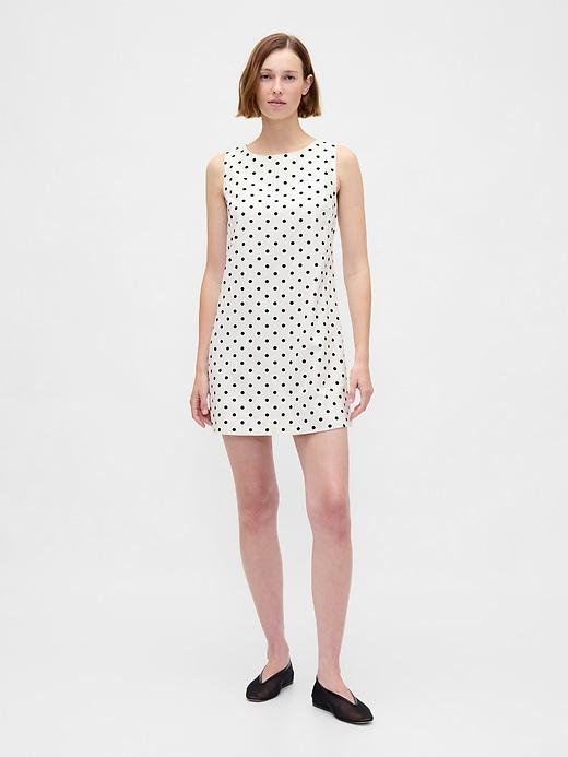 linen-blend shift mini dress