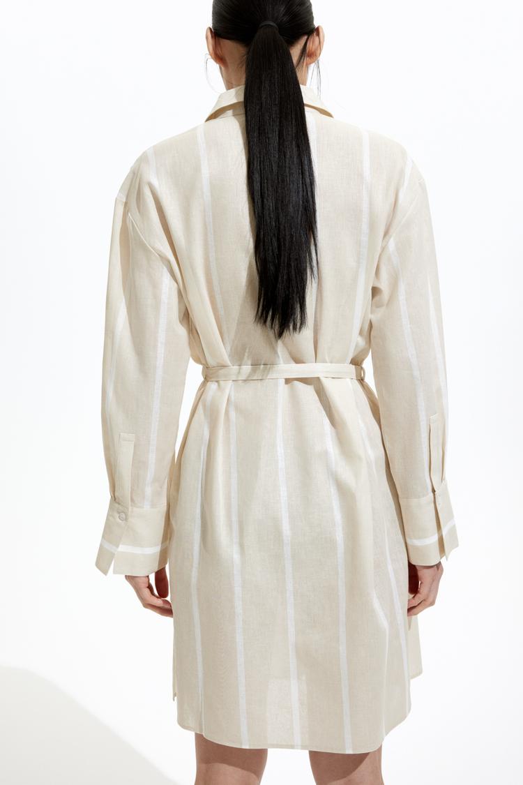 linen-blend shirt dress