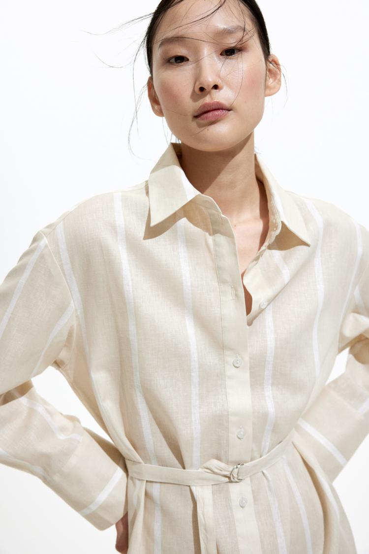 linen-blend shirt dress