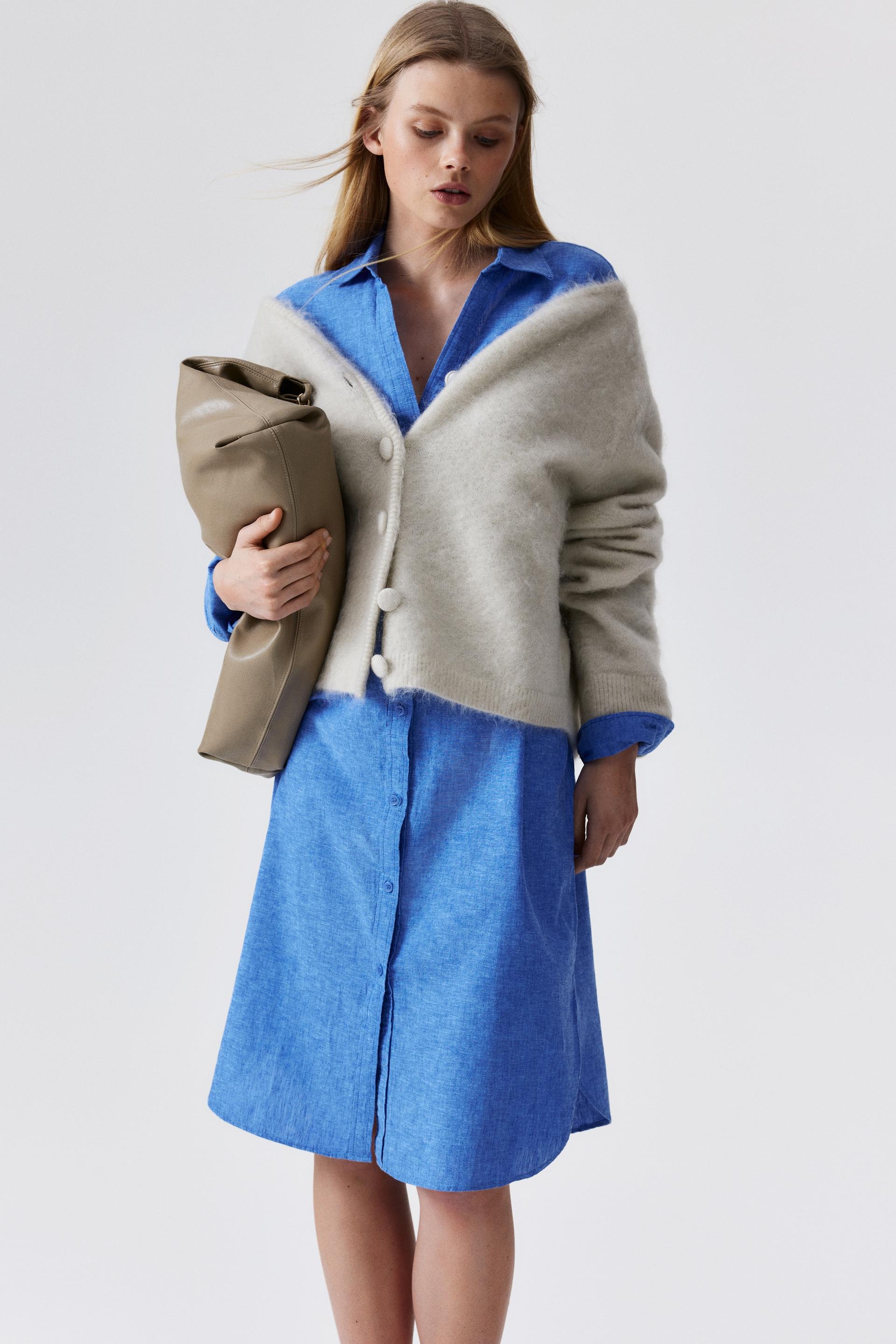 linen-blend shirt dress
