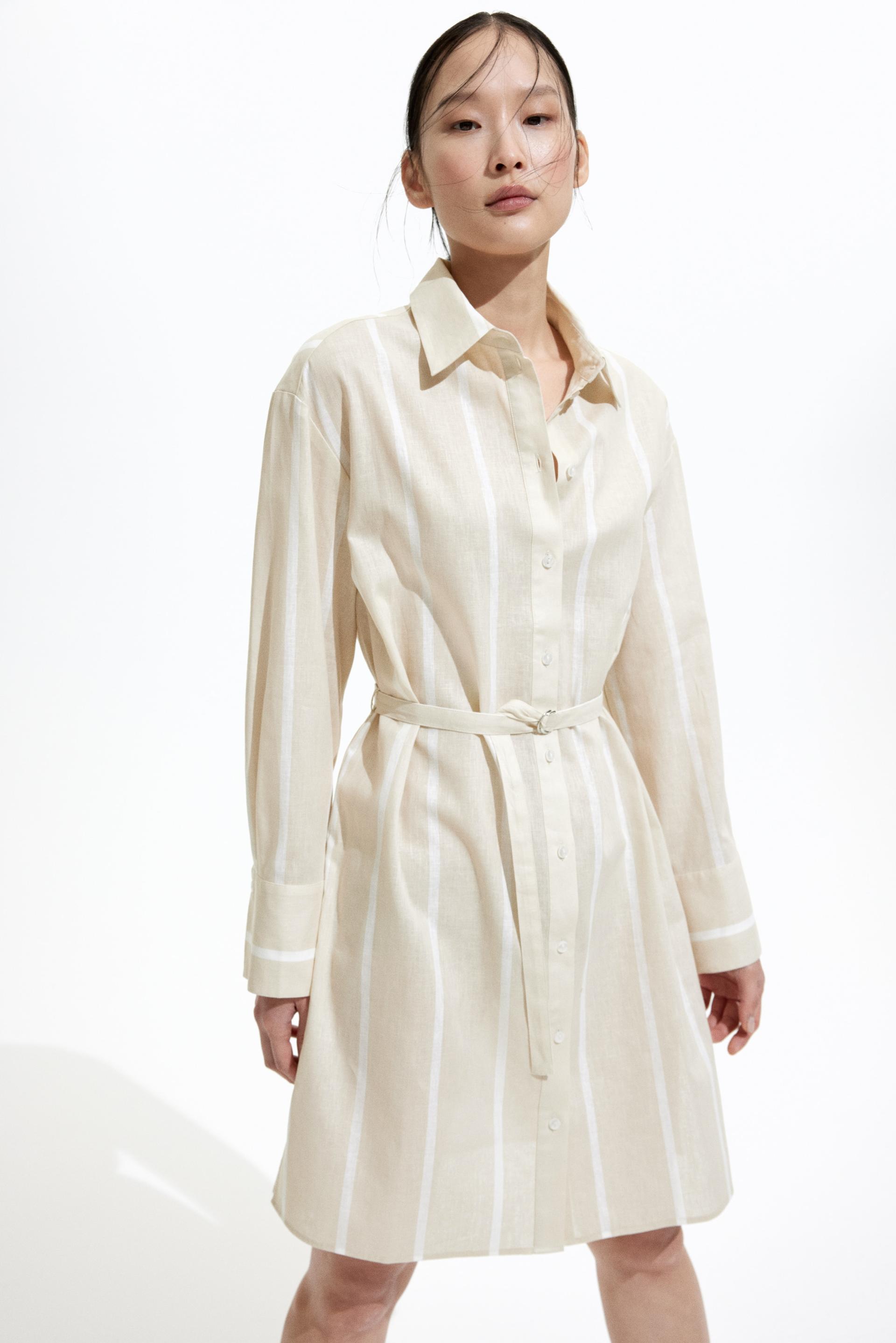 linen-blend shirt dress