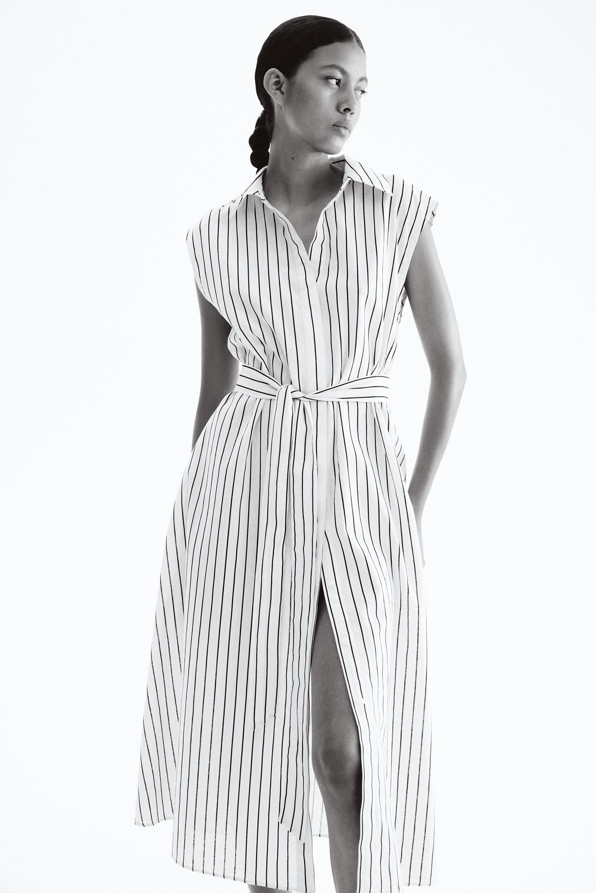 linen-blend shirt dress