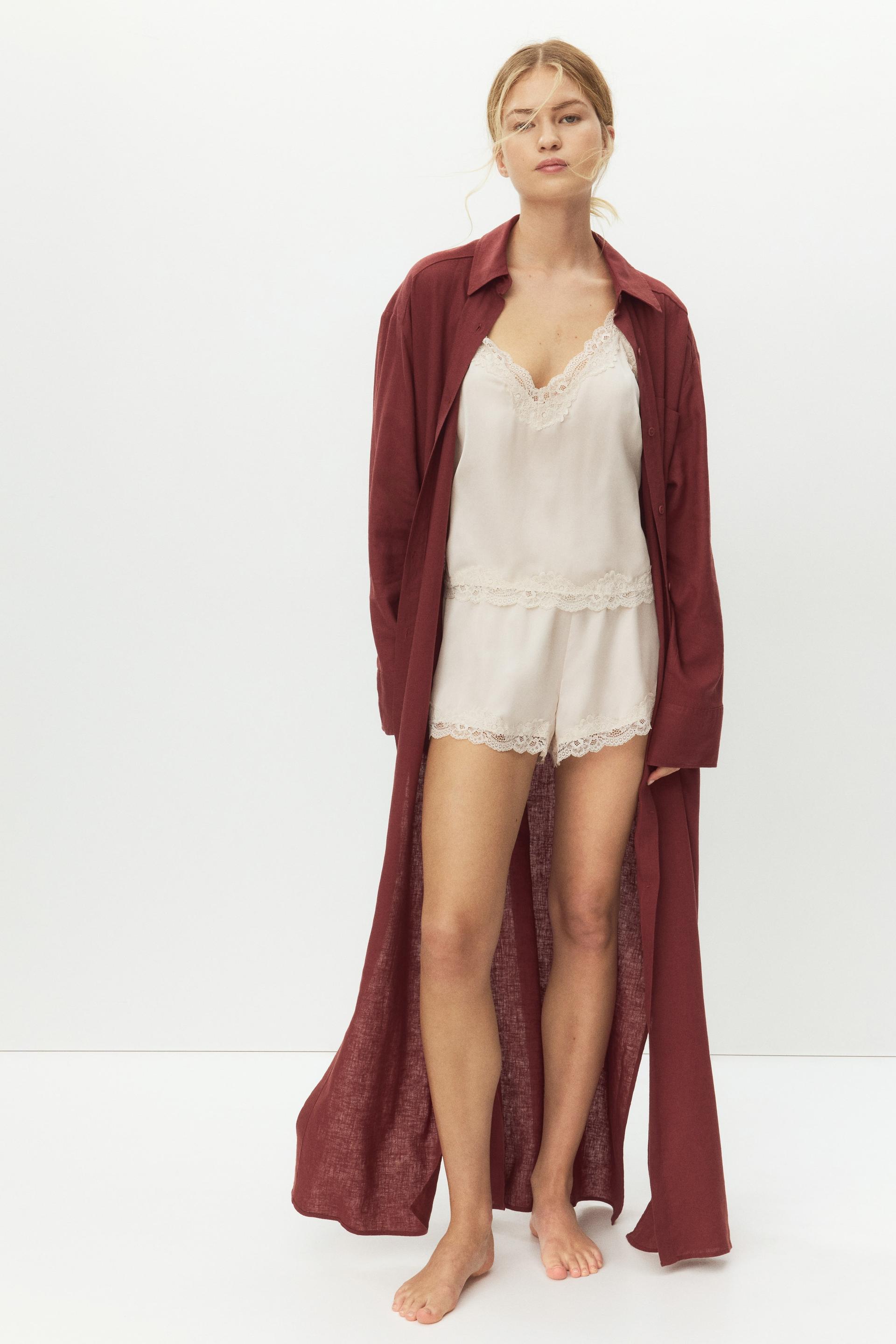 linen-blend shirt dress