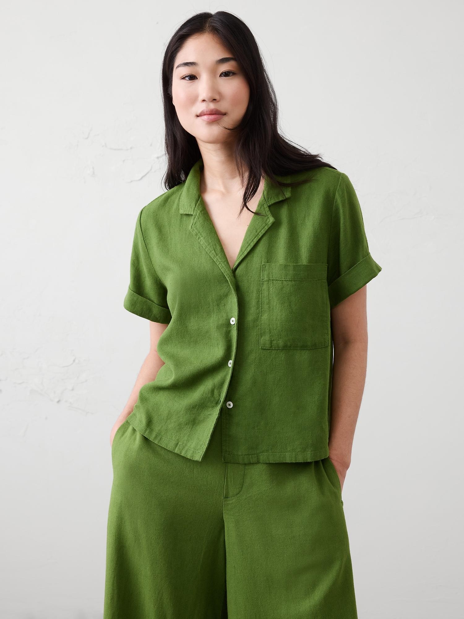 linen-blend shirt