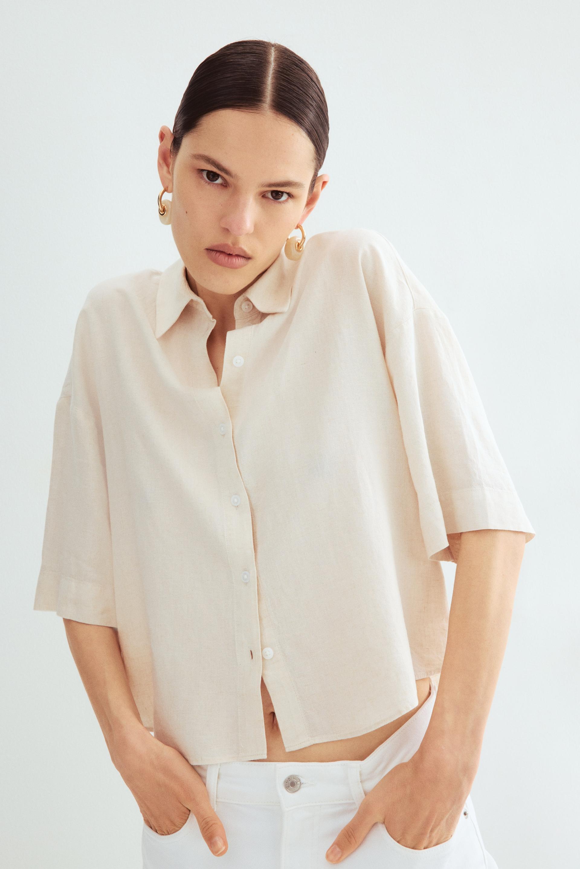 linen-blend shirt