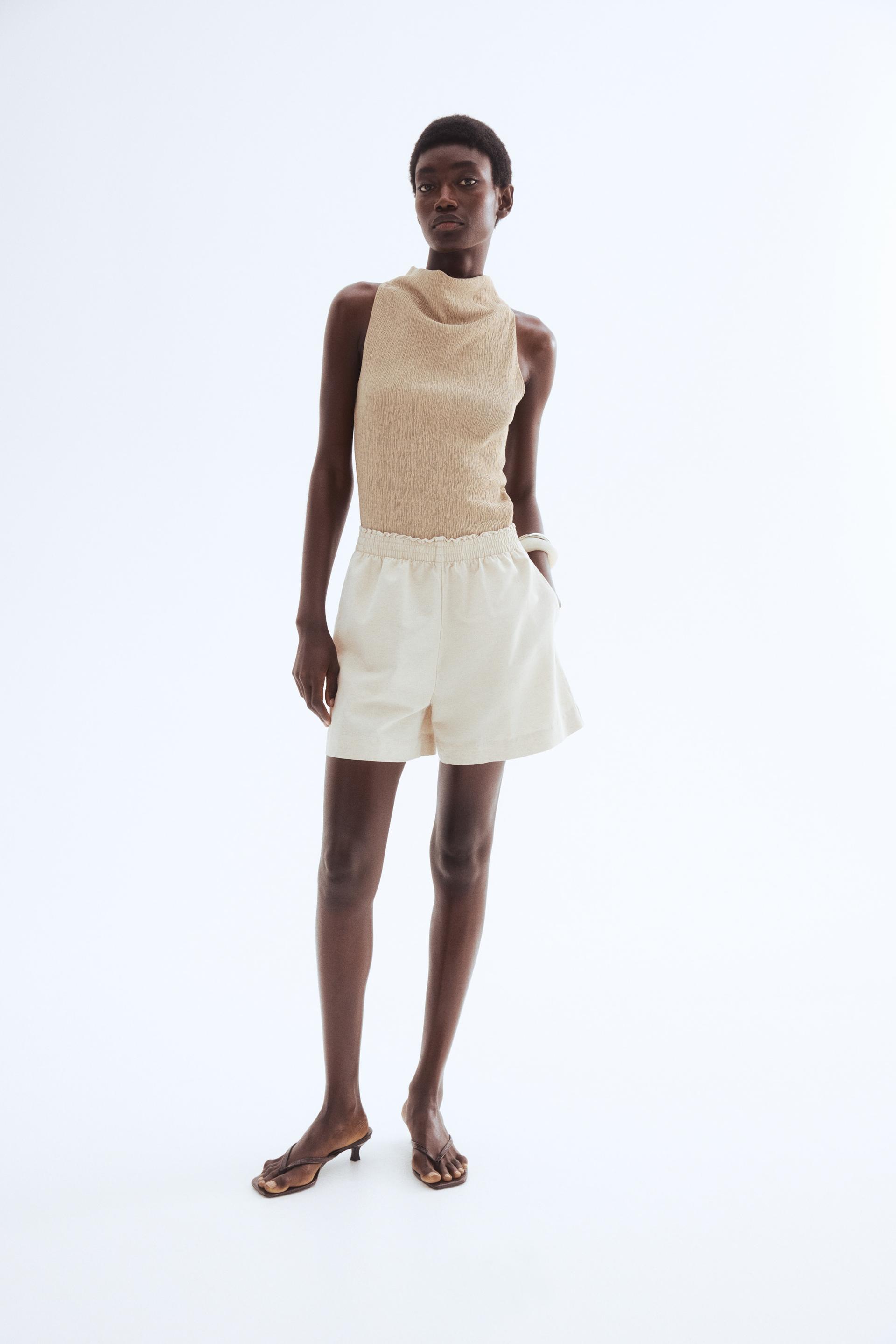 linen-blend shorts