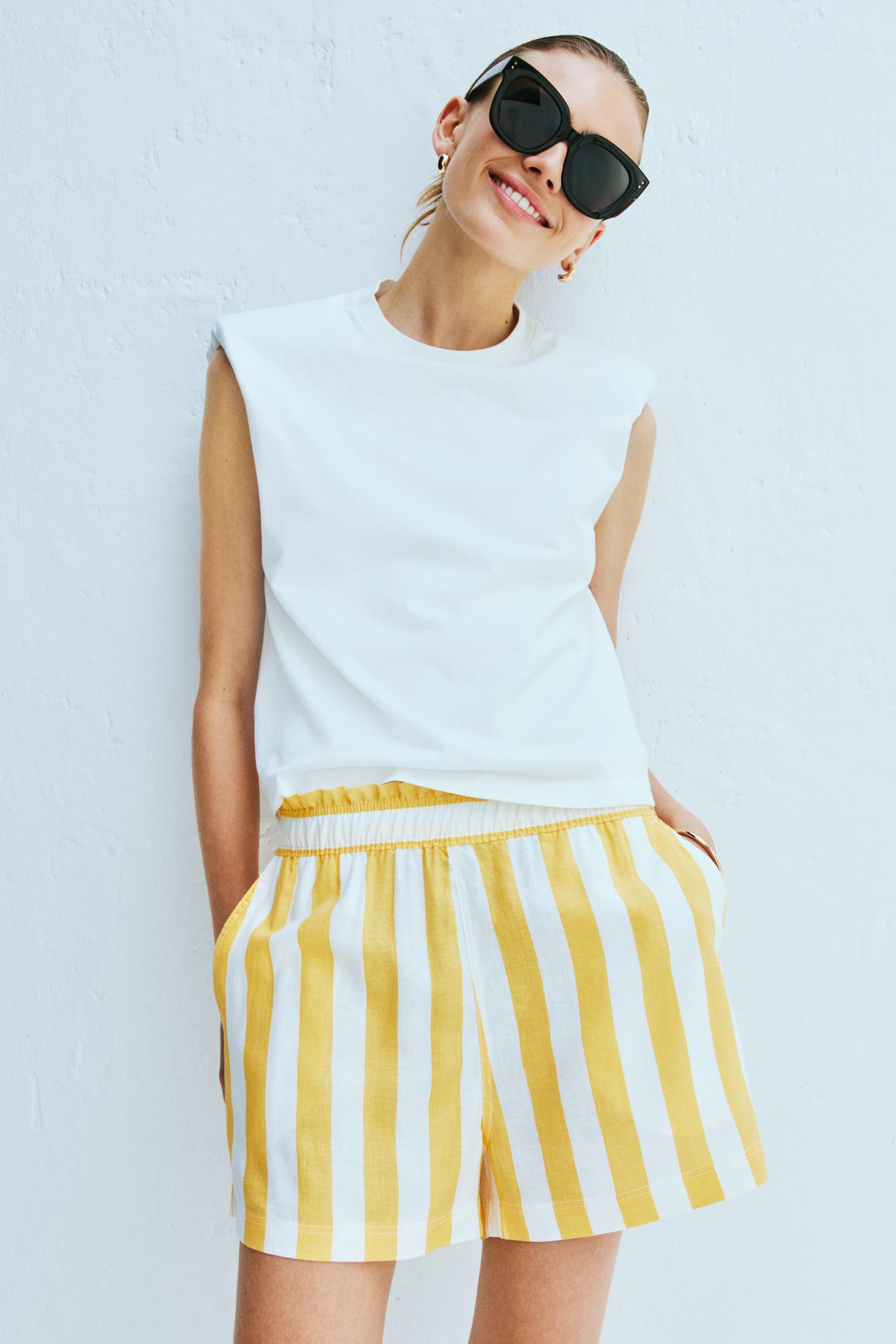 linen-blend shorts