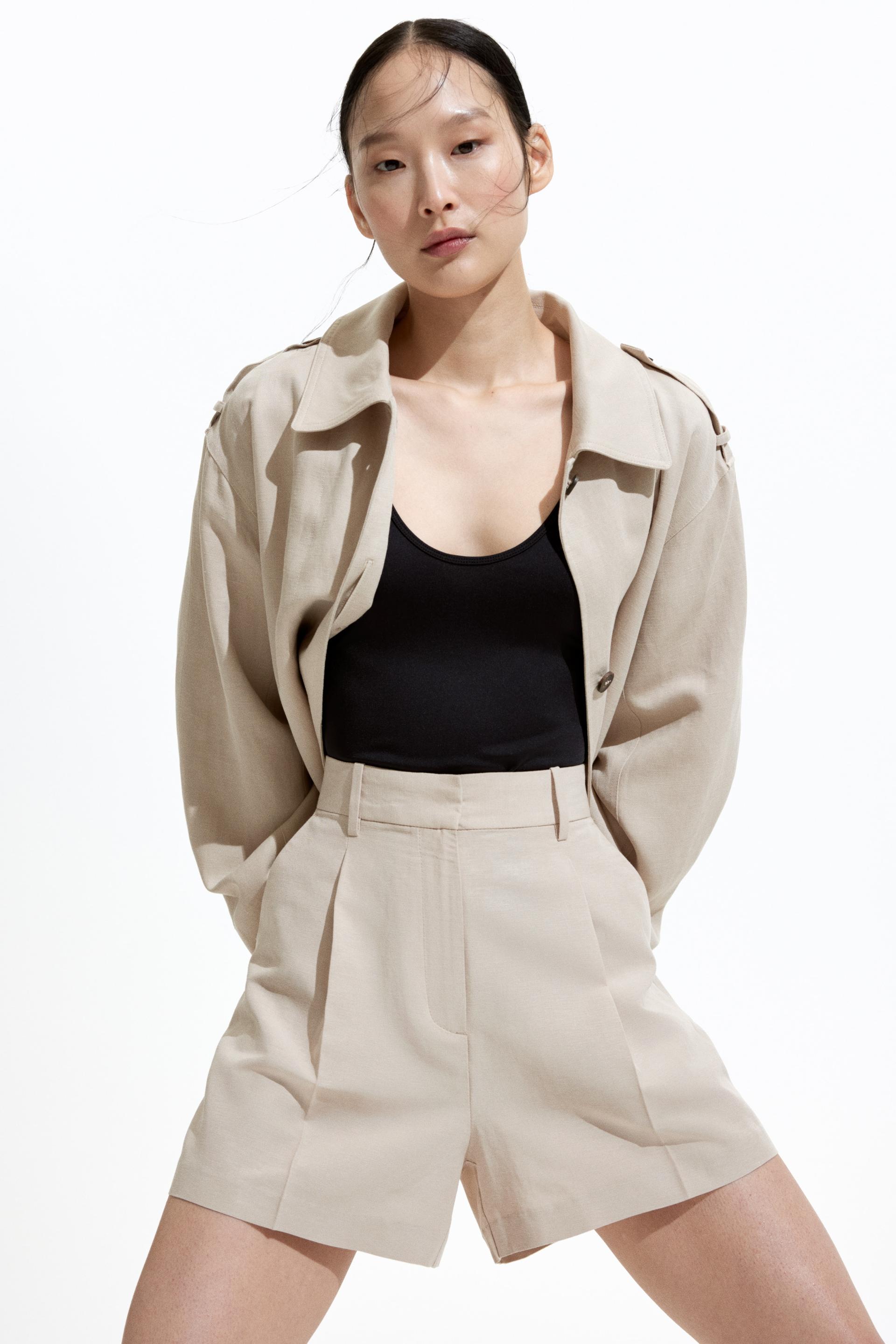 linen-blend shorts