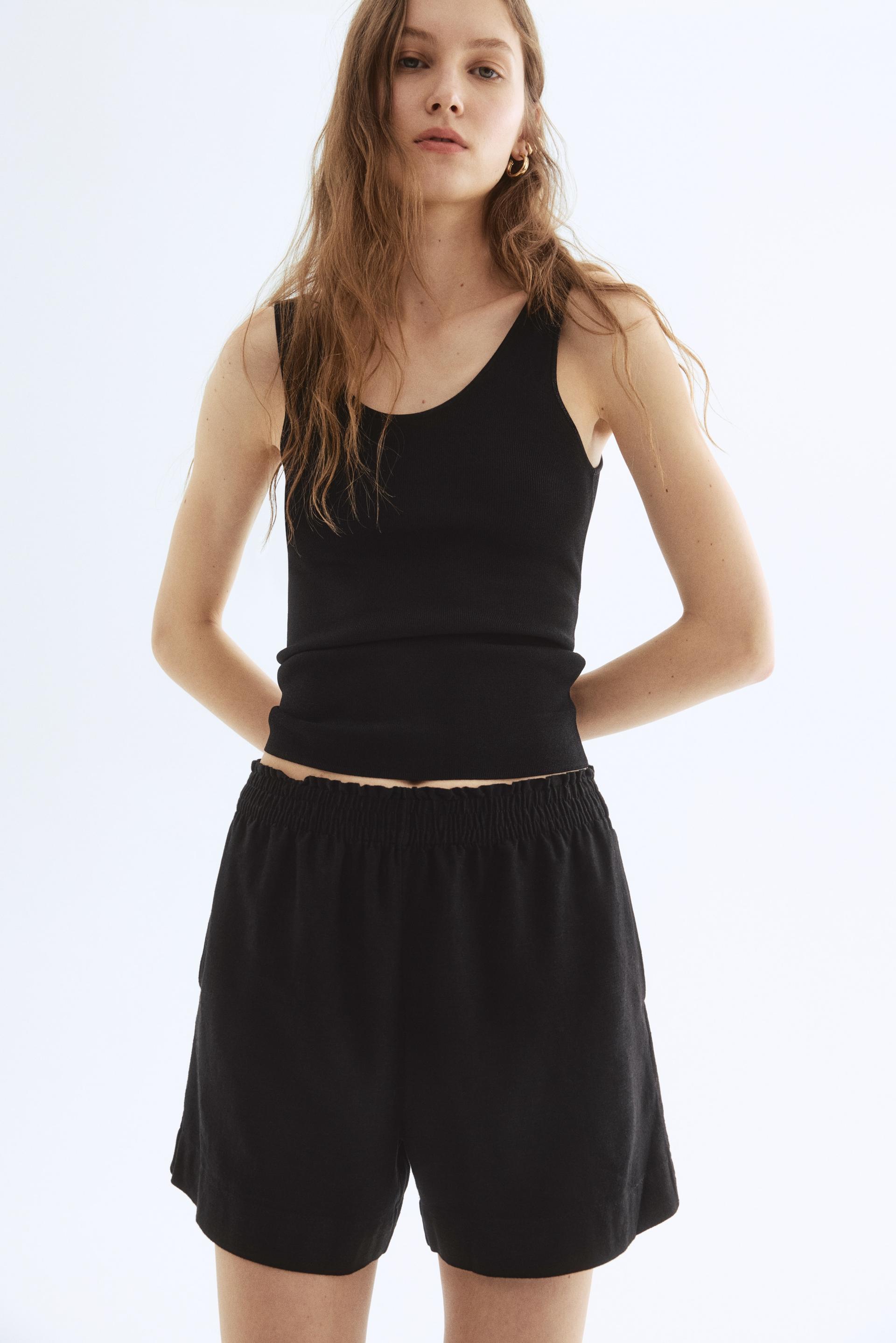 linen-blend shorts