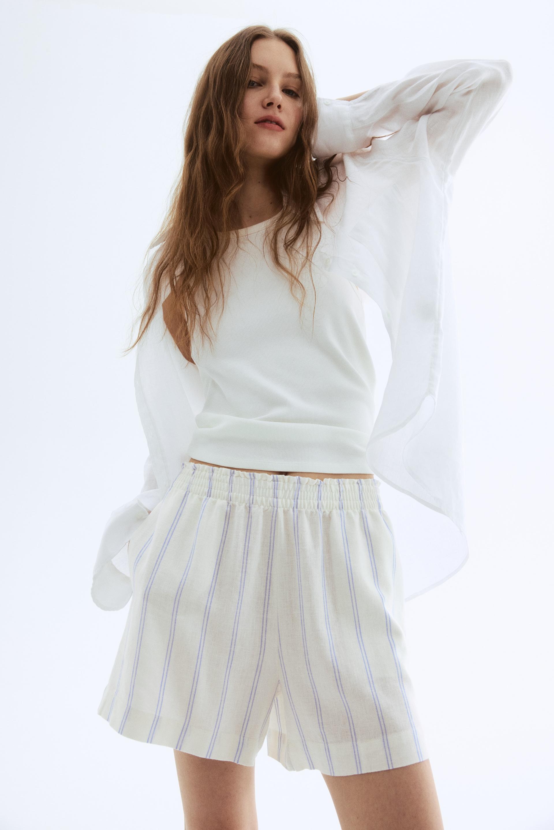 linen-blend shorts