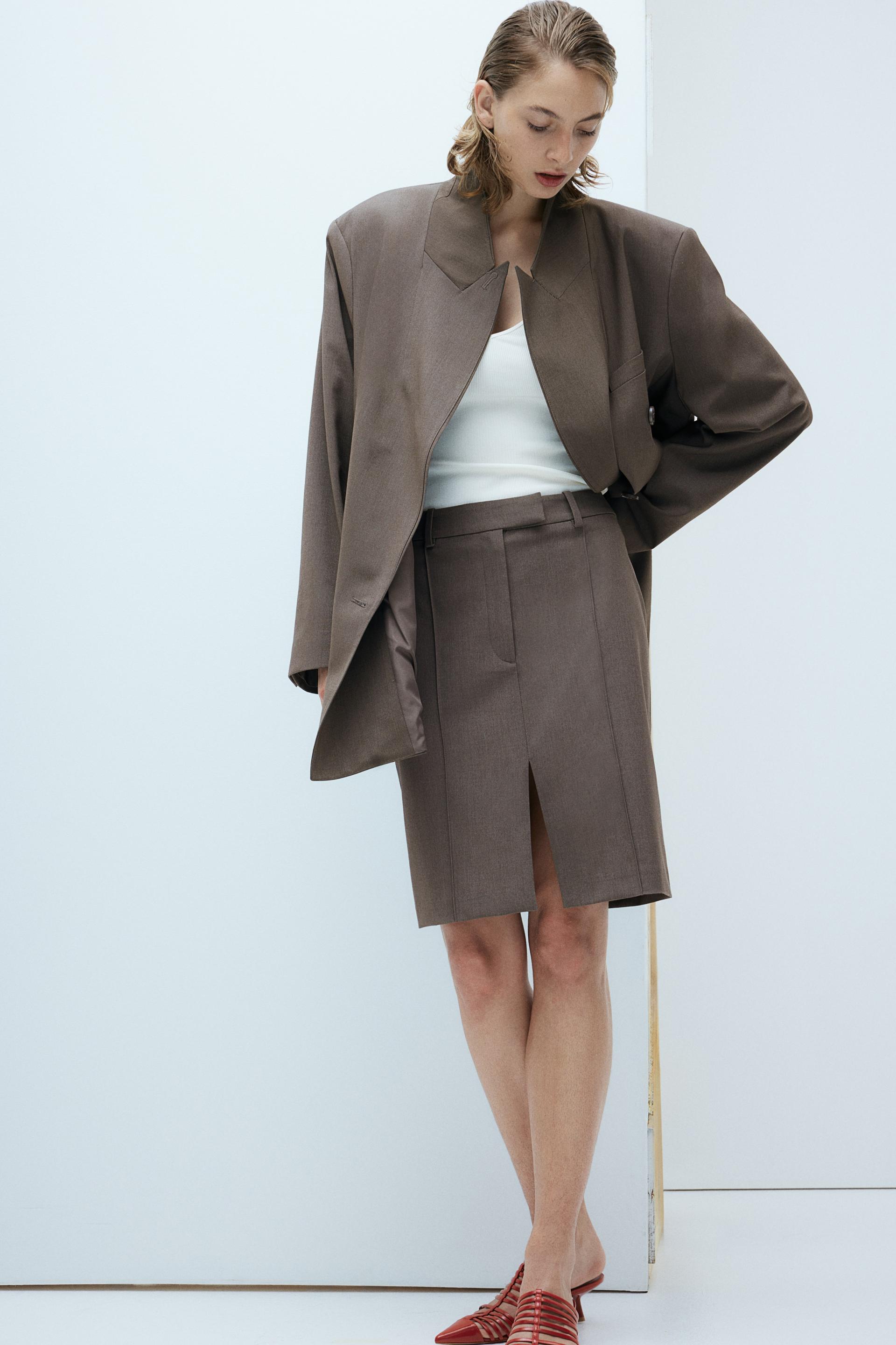 linen-blend skirt