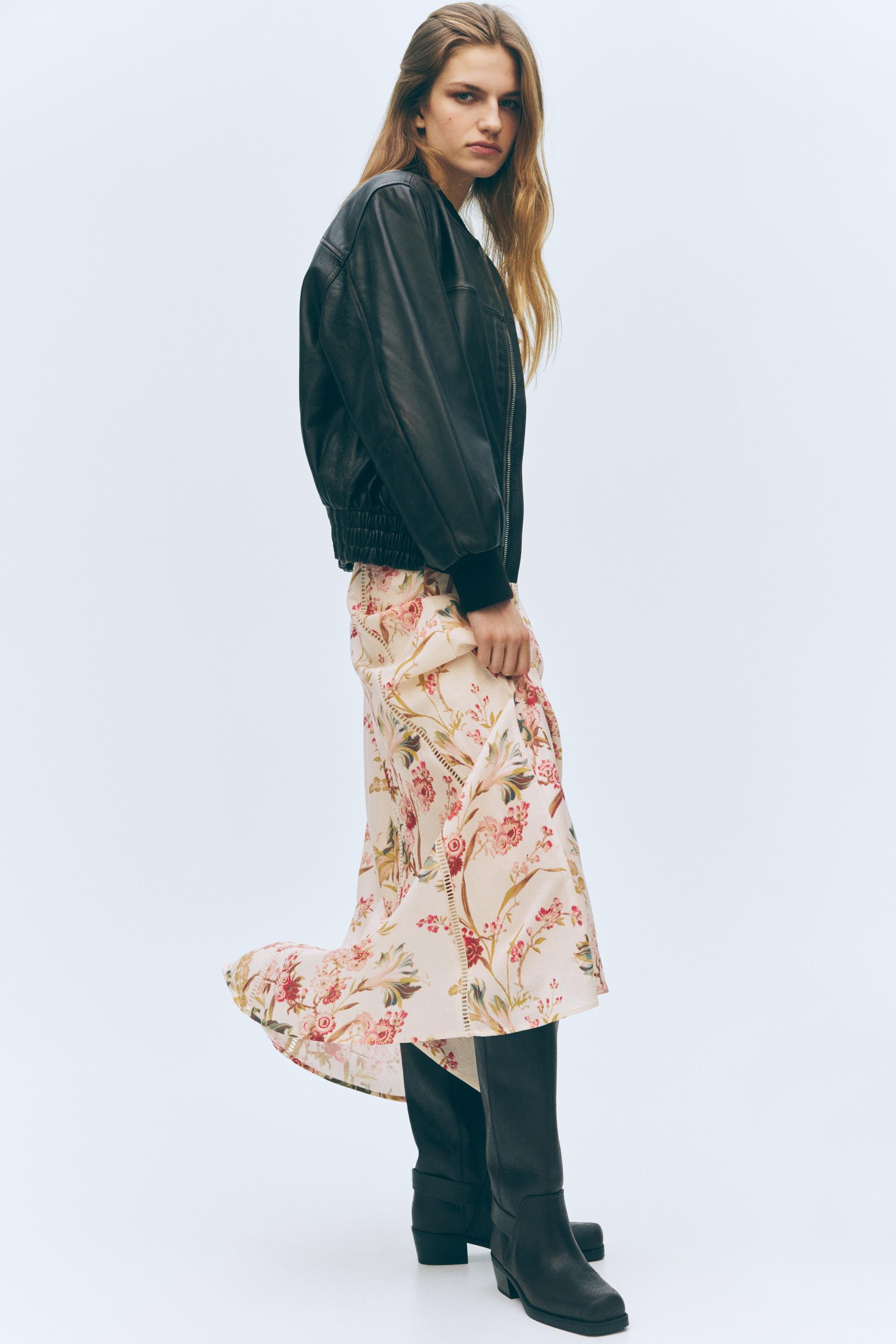 linen-blend skirt