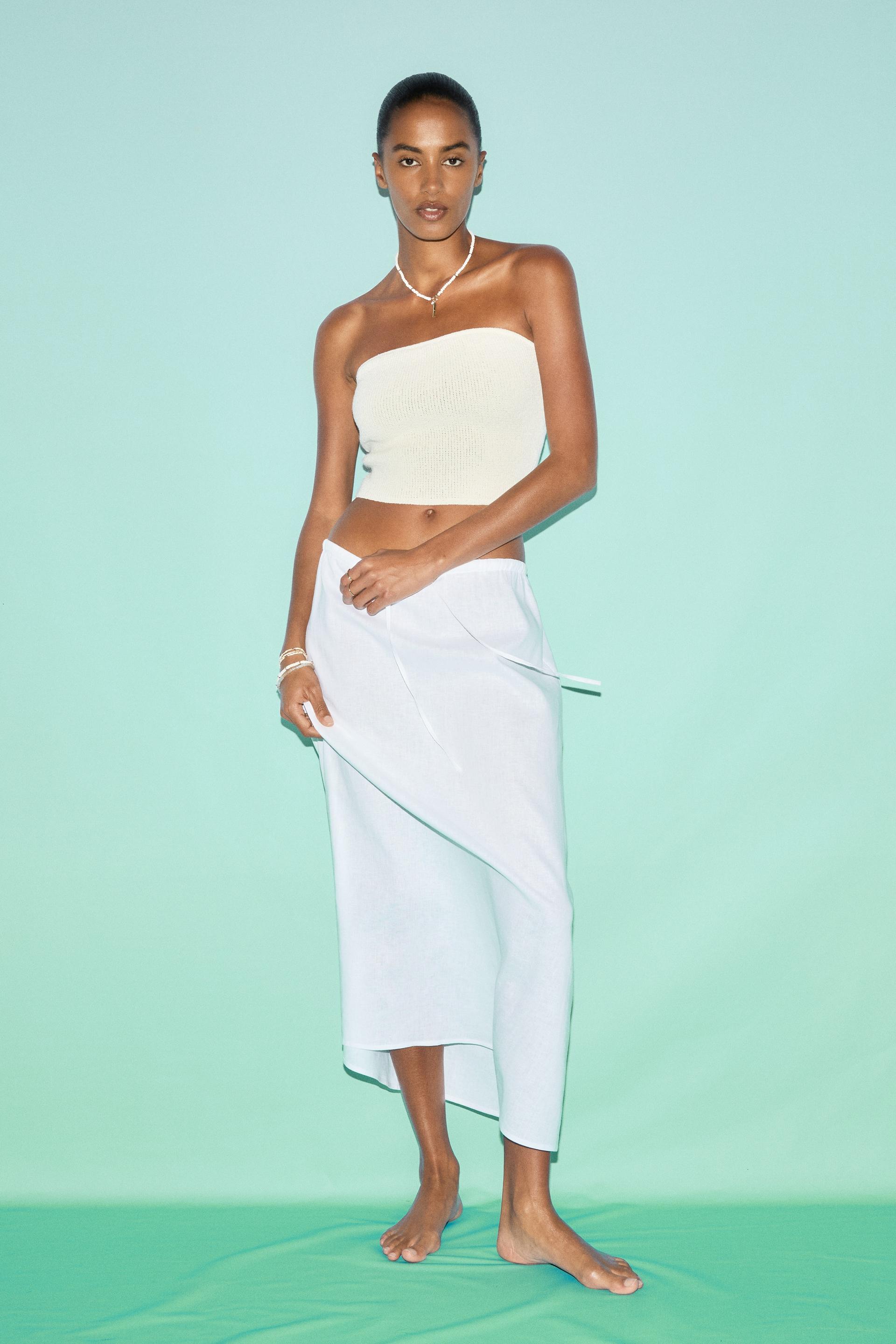 linen-blend skirt