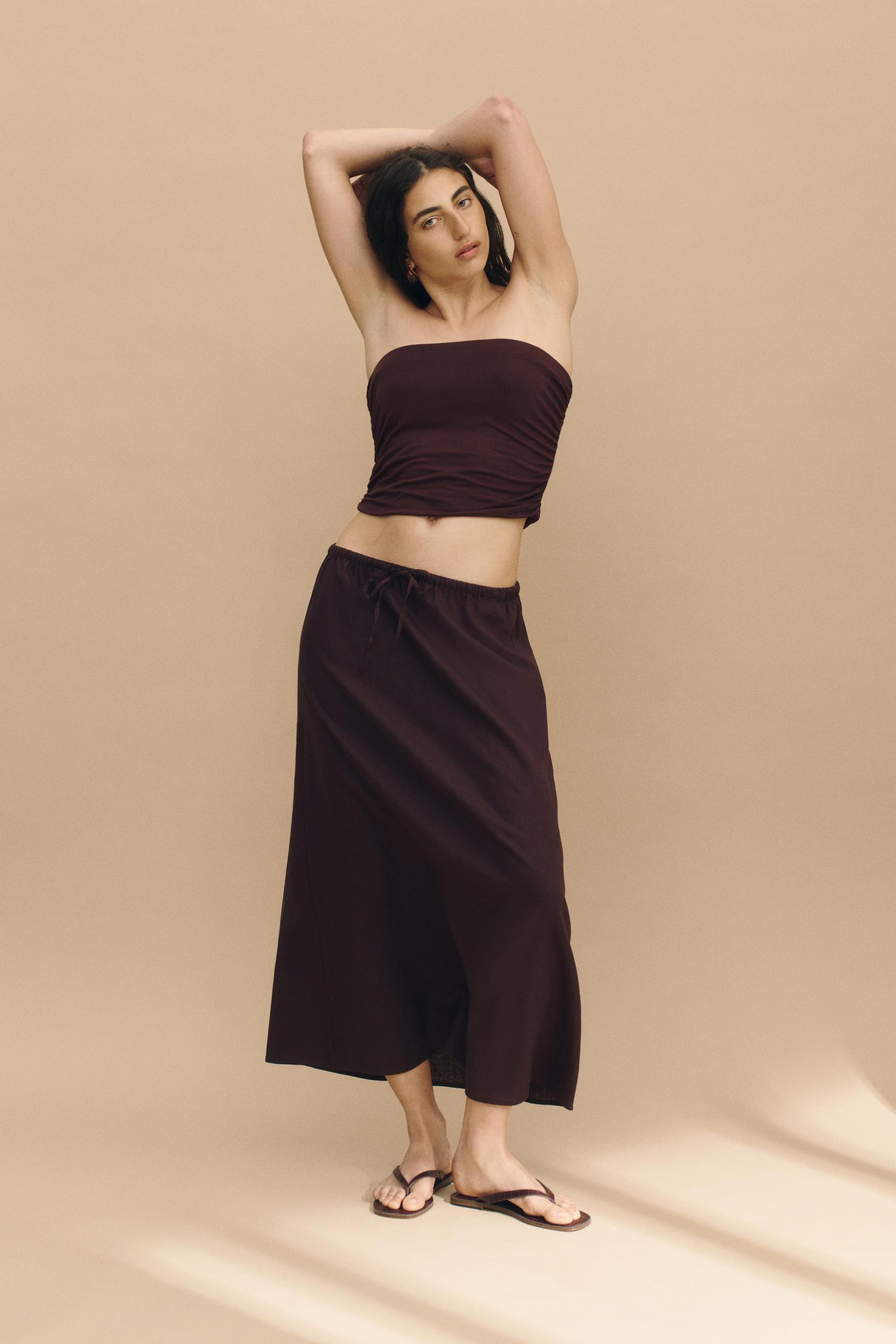 linen-blend skirt