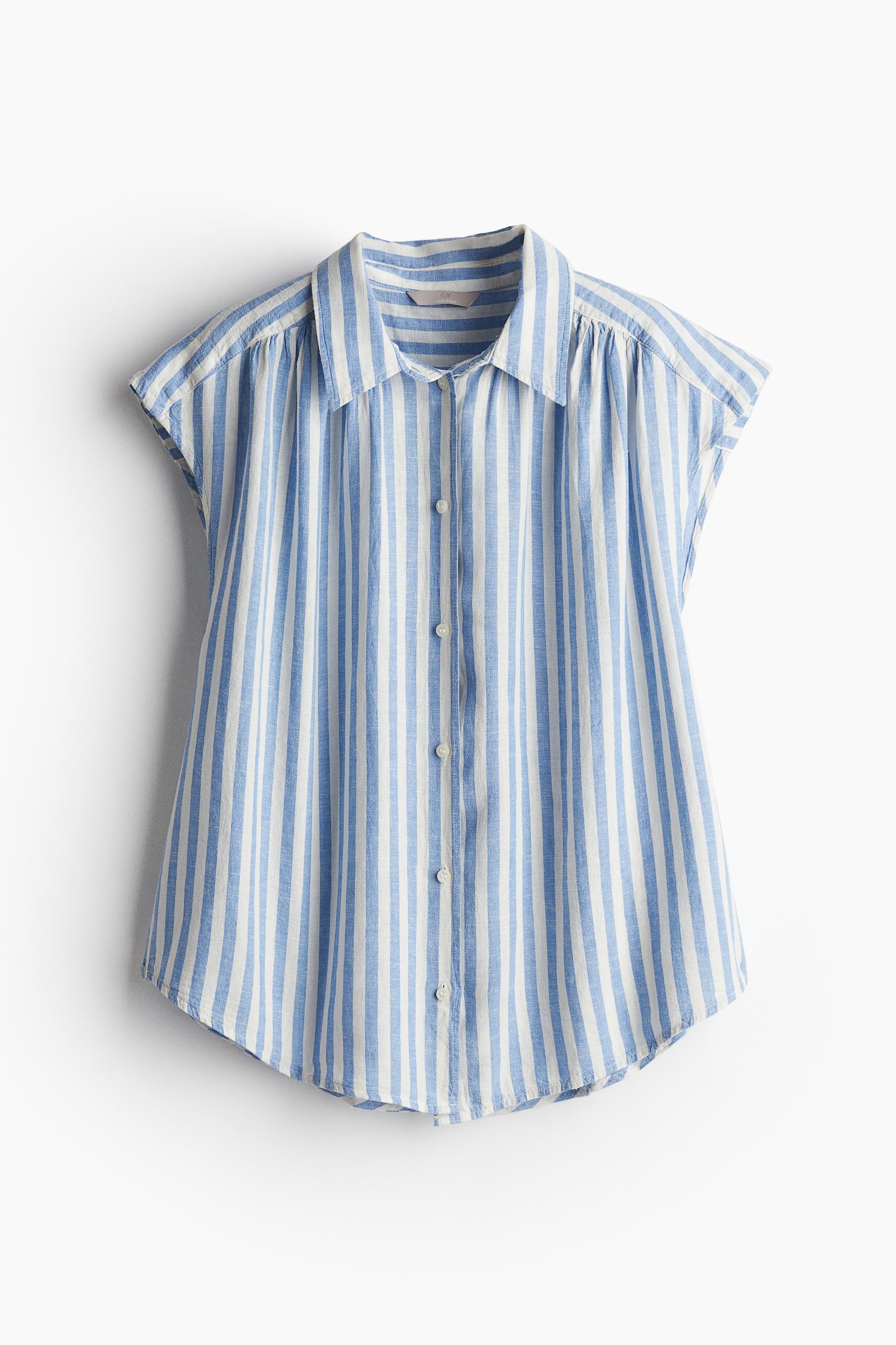 linen-blend sleeveless shirt