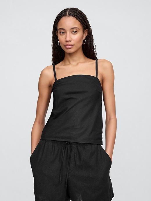 linen-blend squareneck top