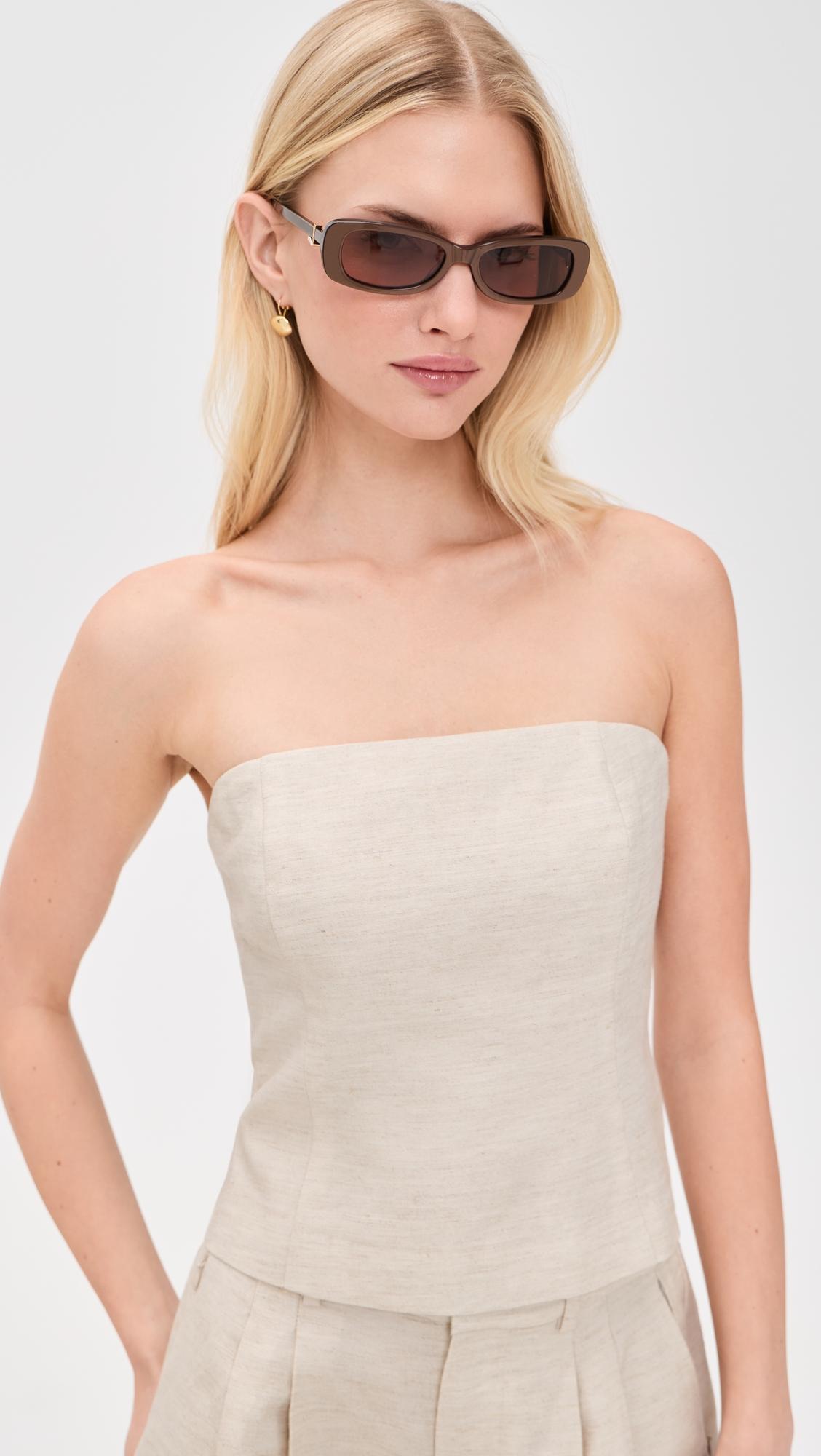 linen blend strapless top