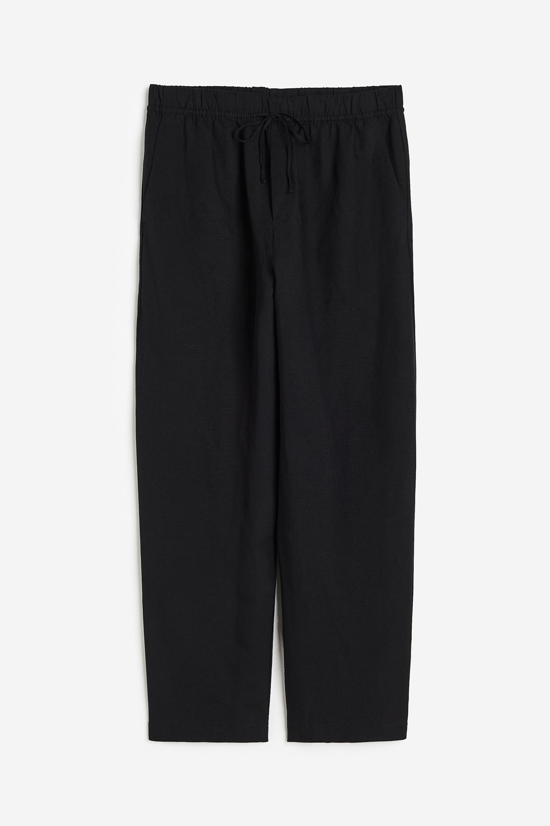 linen-blend tapered pants