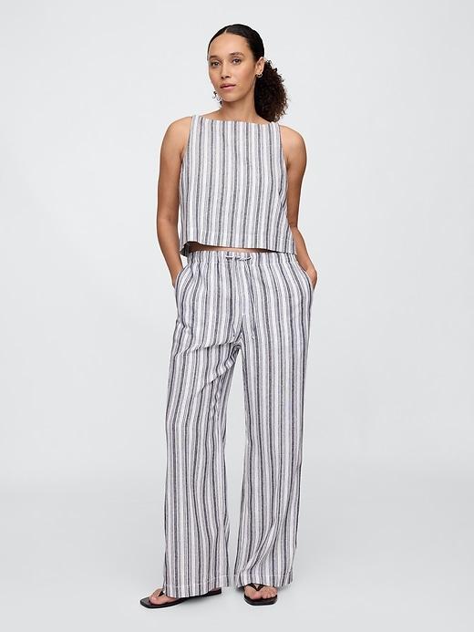 linen-blend wide-leg pants