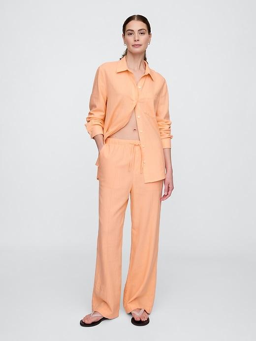 linen-blend wide-leg pants