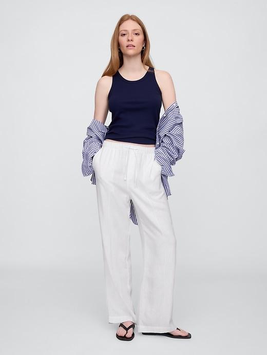 linen-blend wide-leg pants