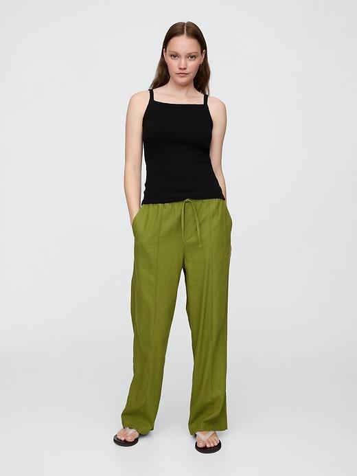 linen-blend wide-leg pants