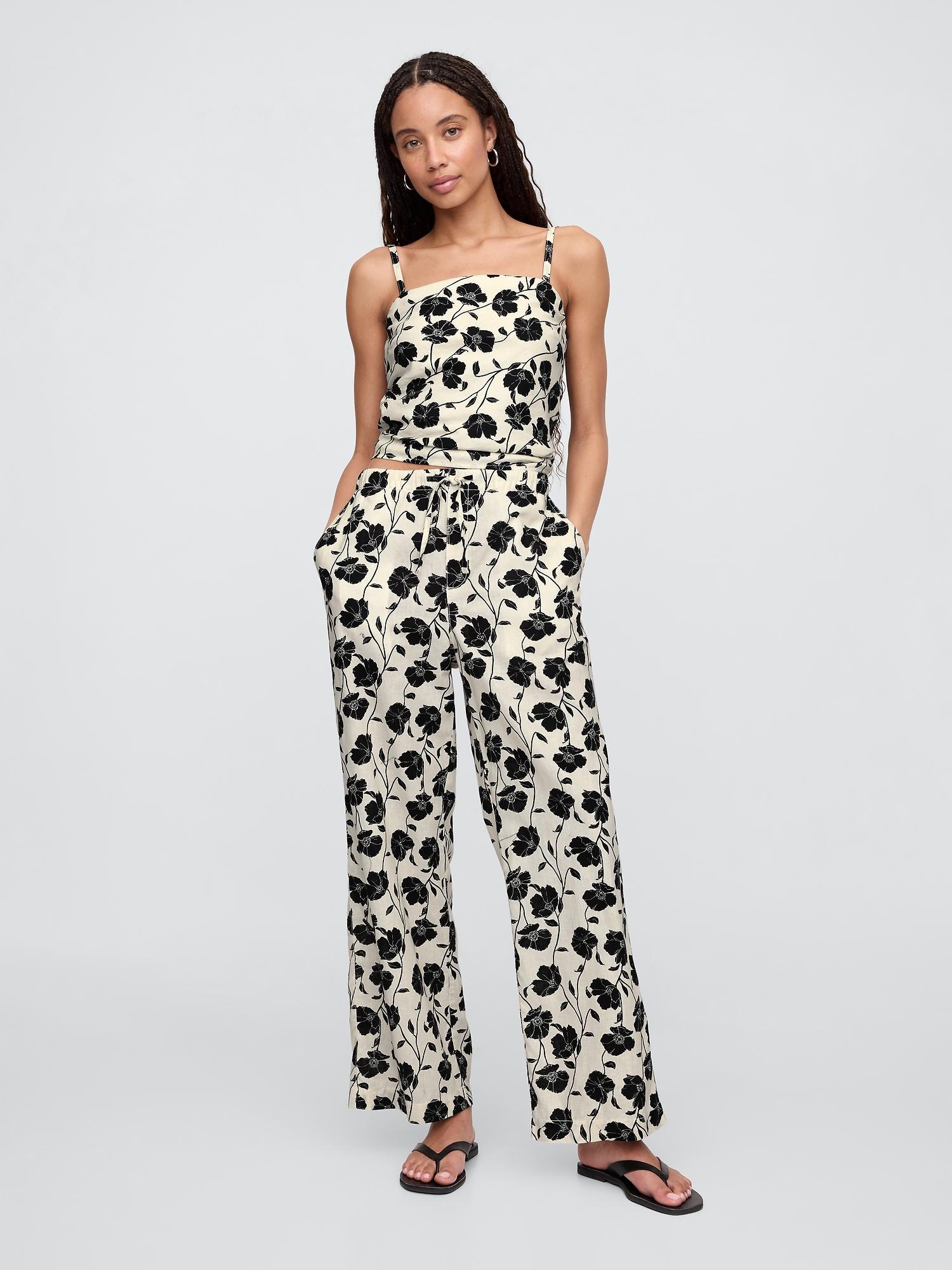 linen-blend wide-leg pants