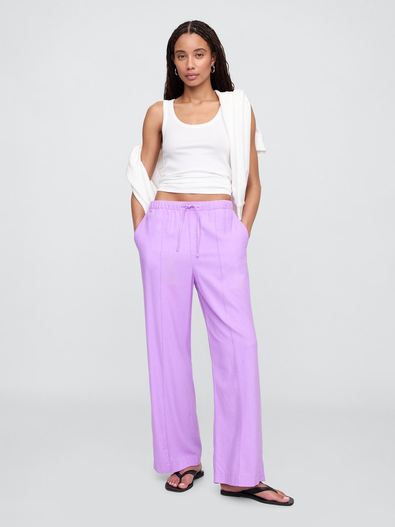 linen-blend wide-leg pants
