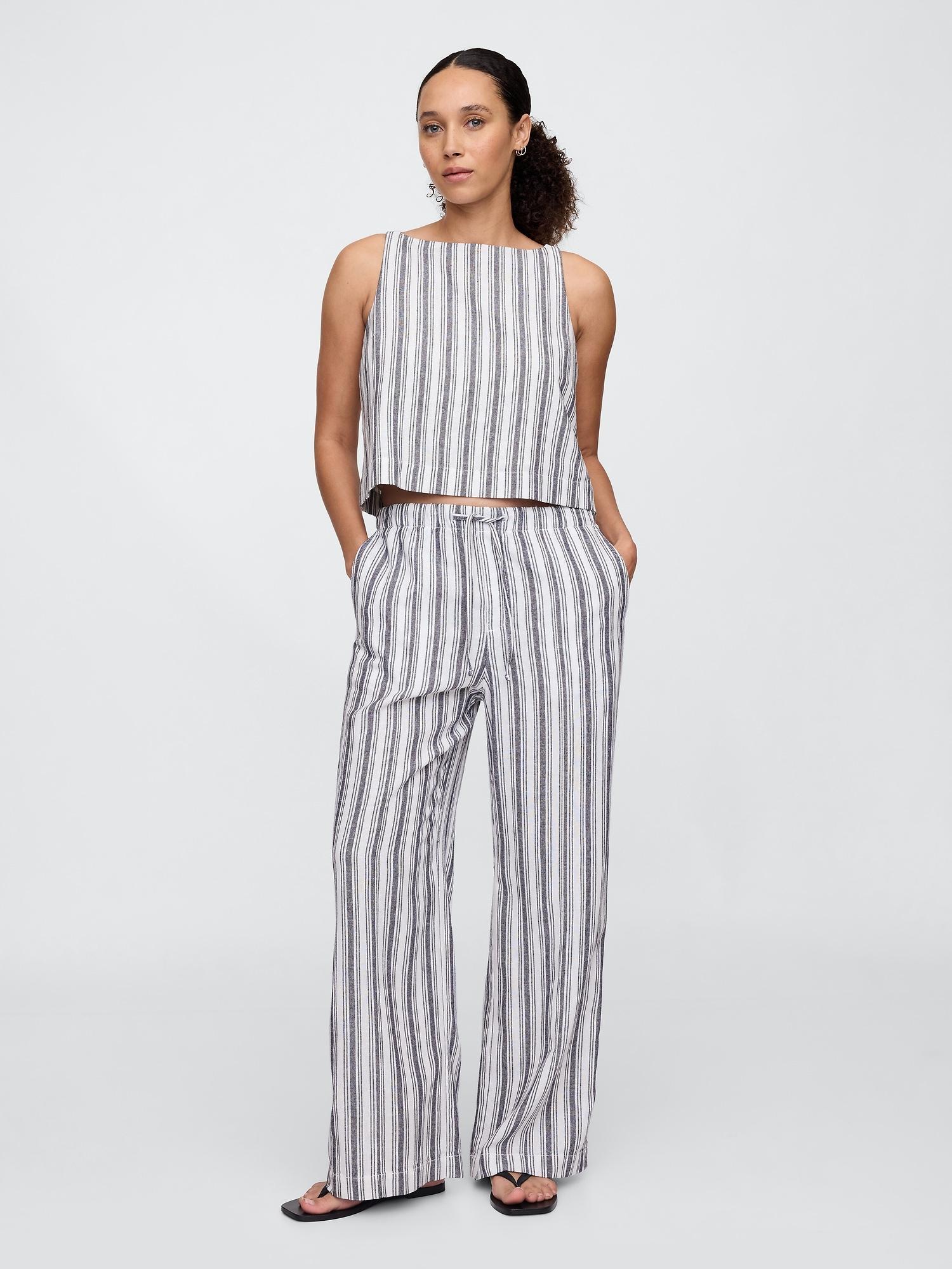 linen-blend wide-leg pants