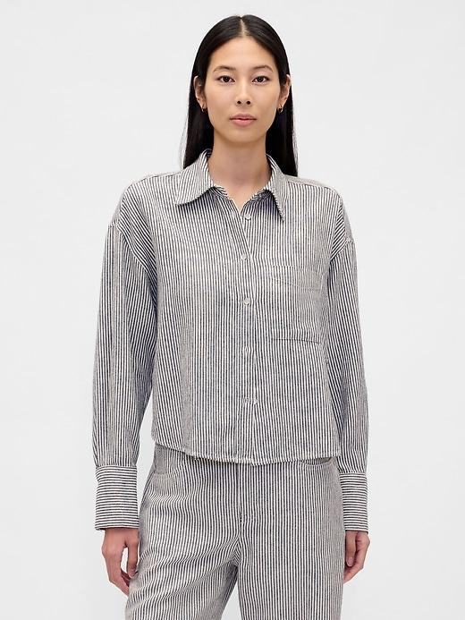 linen-cotton oversized shirt