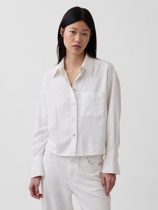 linen-cotton oversized shirt
