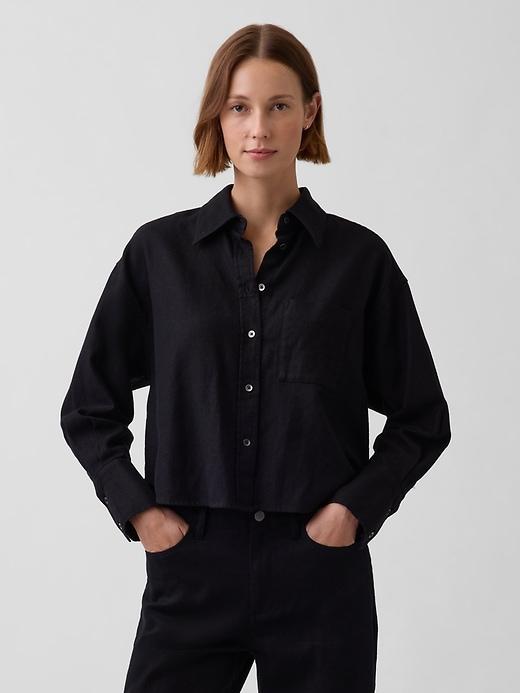 linen-cotton oversized shirt