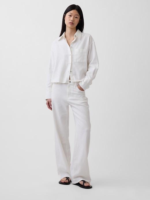 linen-cotton wide-leg pants