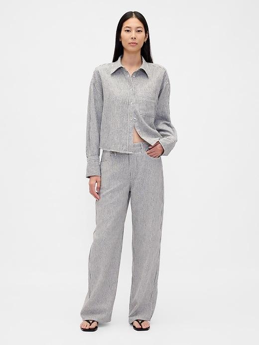 linen-cotton wide-leg pants