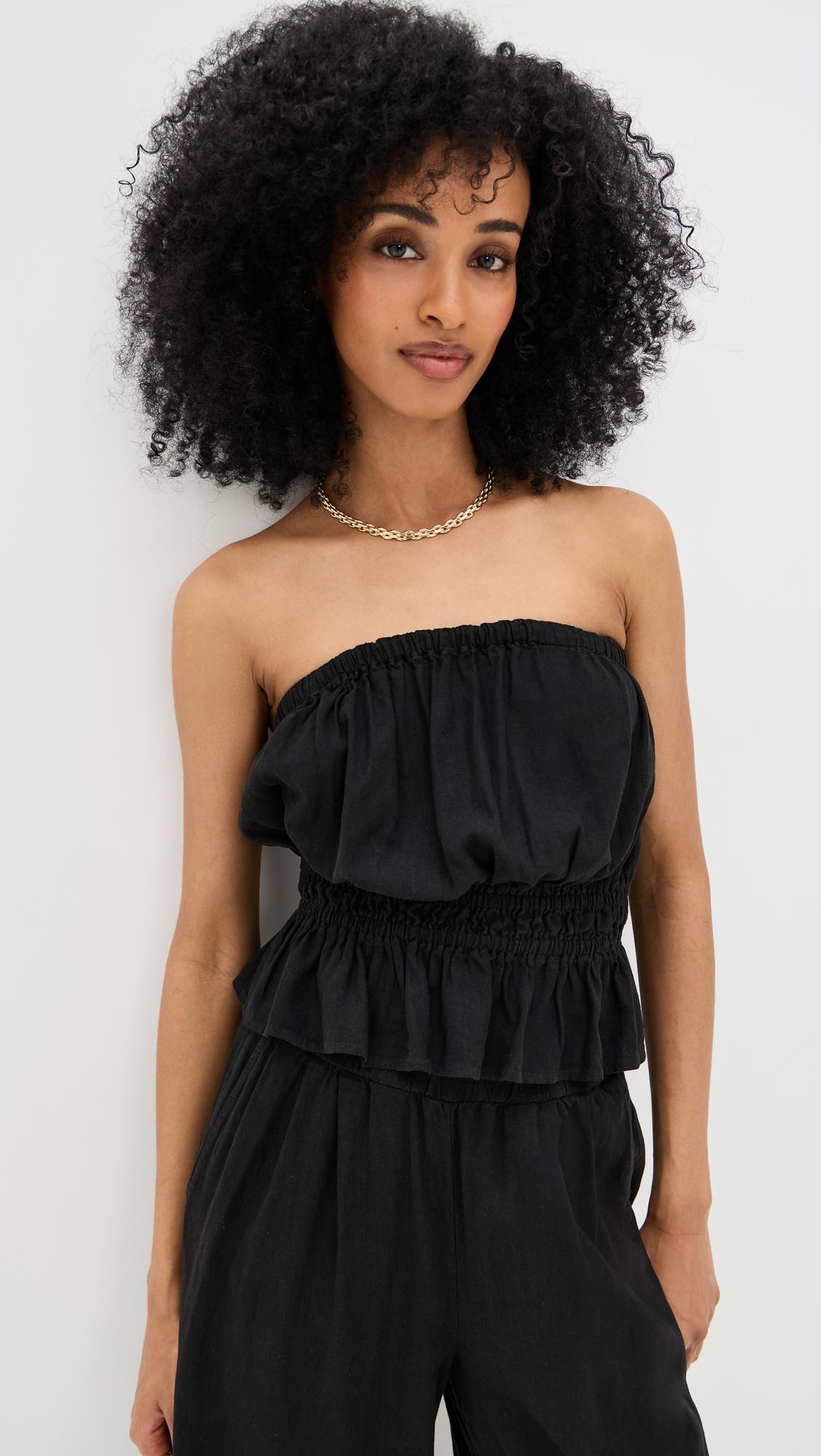 linen cropped tube top